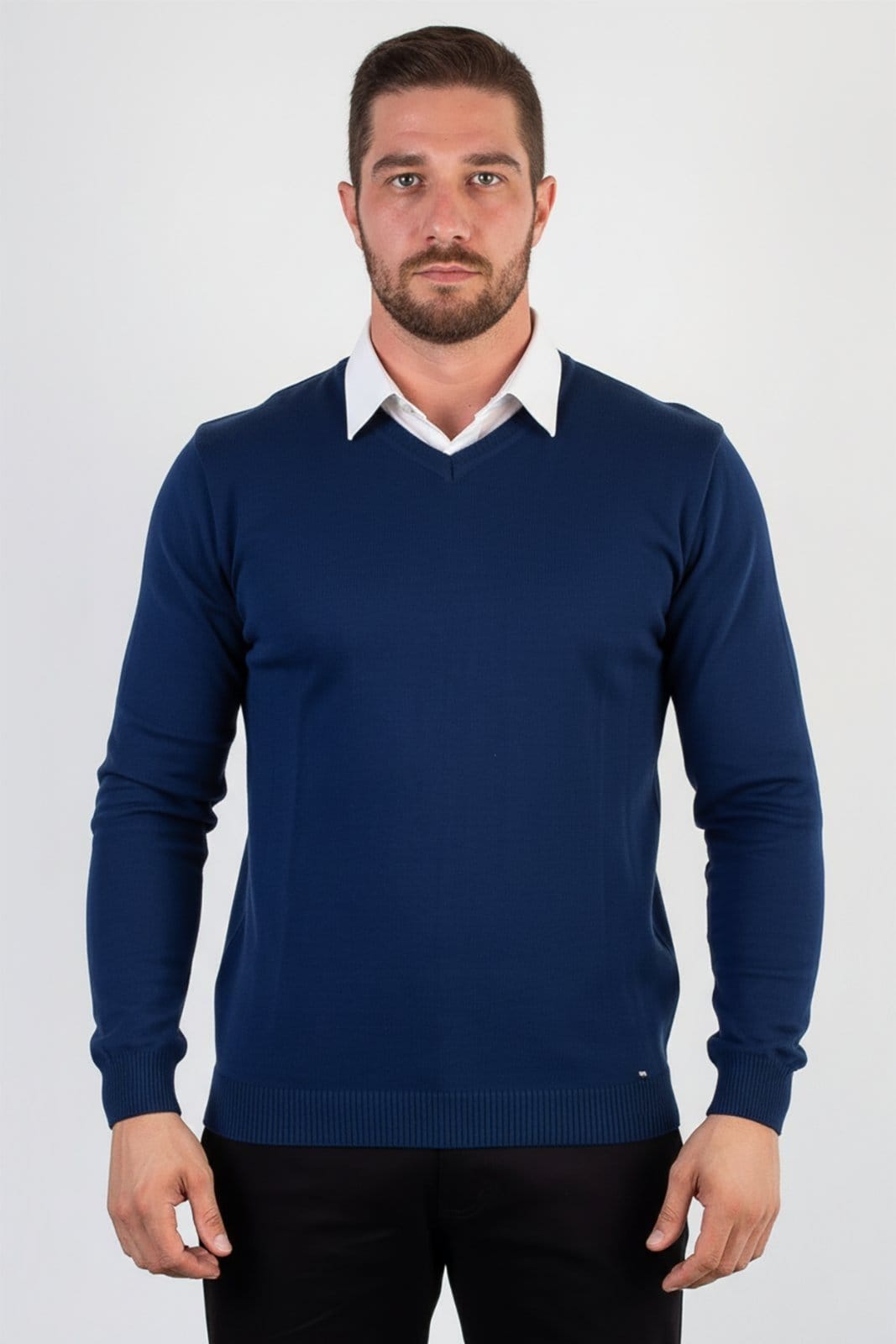 Suéter Enluaze Masculino Gola V De Malha 50001 - Azul marinho