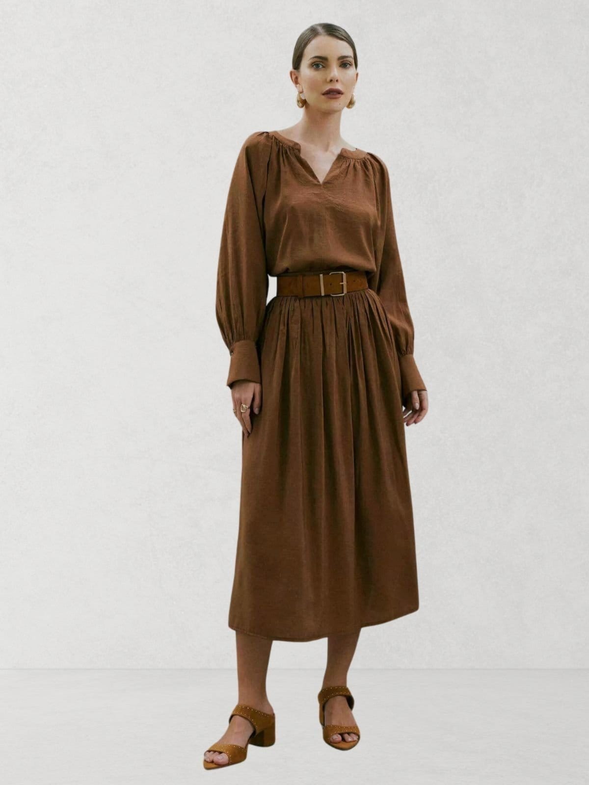 Saia Via Lessa Vittoria Midi Modelagem Evasê