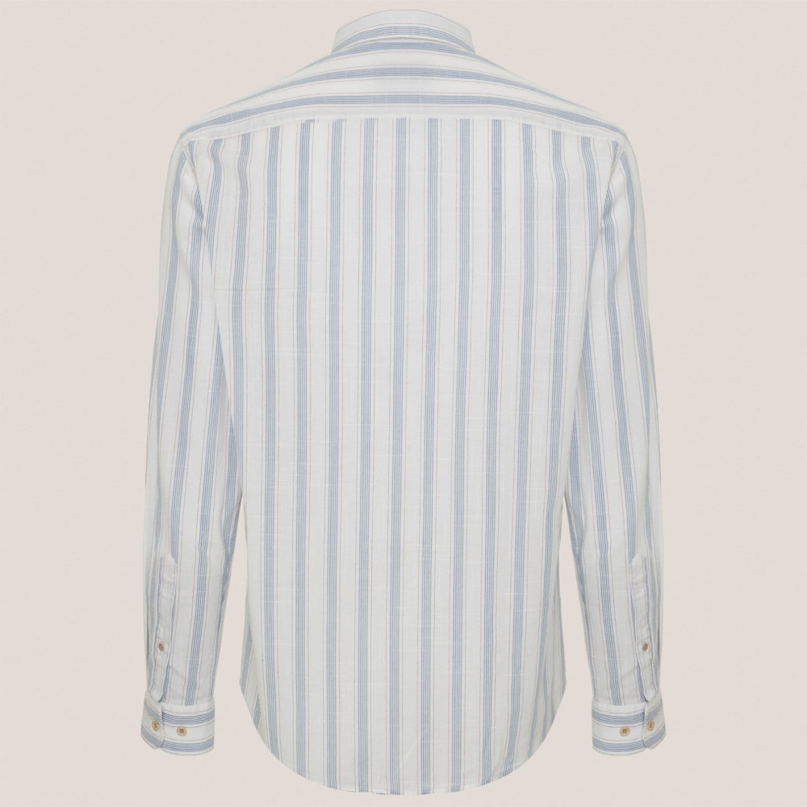 Vista 2 Camisa Slim Dudalina Slub Listrada Ve26 Masculino Dudalina branco