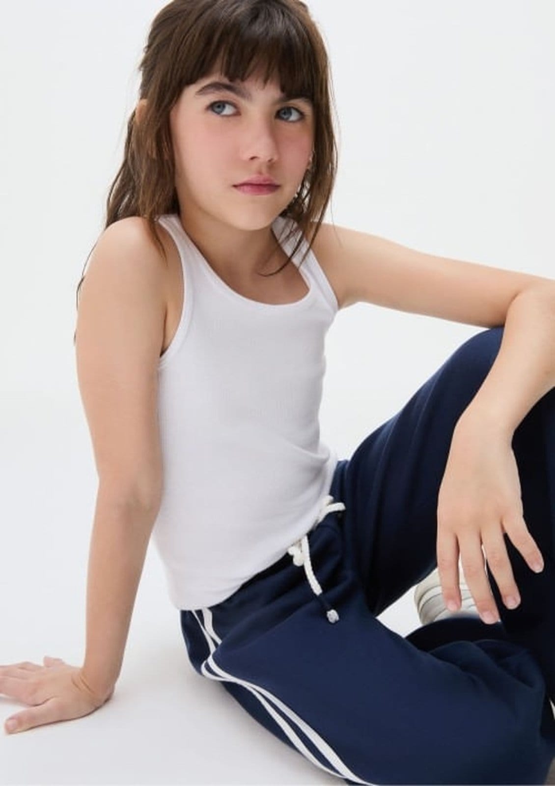 Vista 2 Infantil - Calça Wide Leg Menina Em Moletom Hering Hering Kids azul