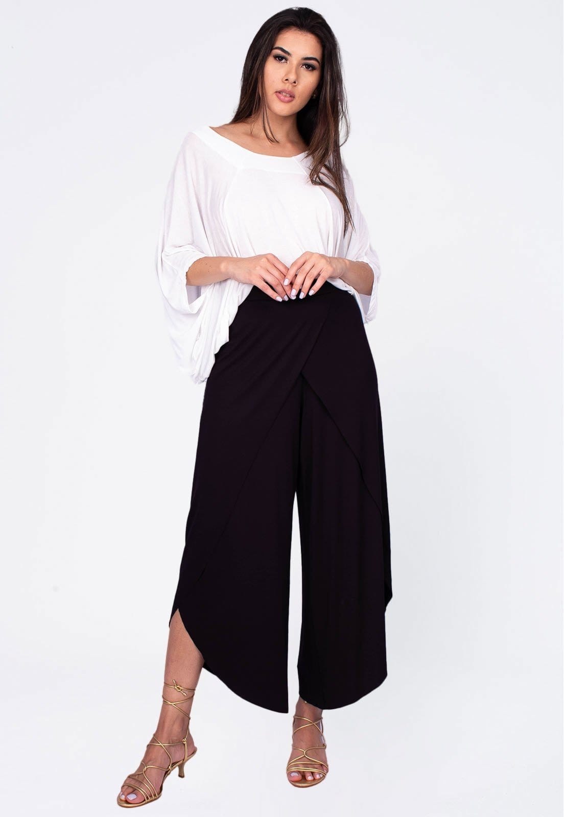 Calça Amazonia Vital Pantacourt Garatéa Transpassada Malha Preta