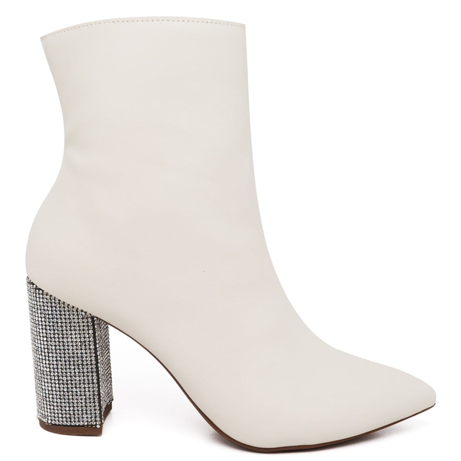 Vista 2 Bota Cano Curto Salto Médio com Strass Napa Off White Ella's ZAFREM off-white white