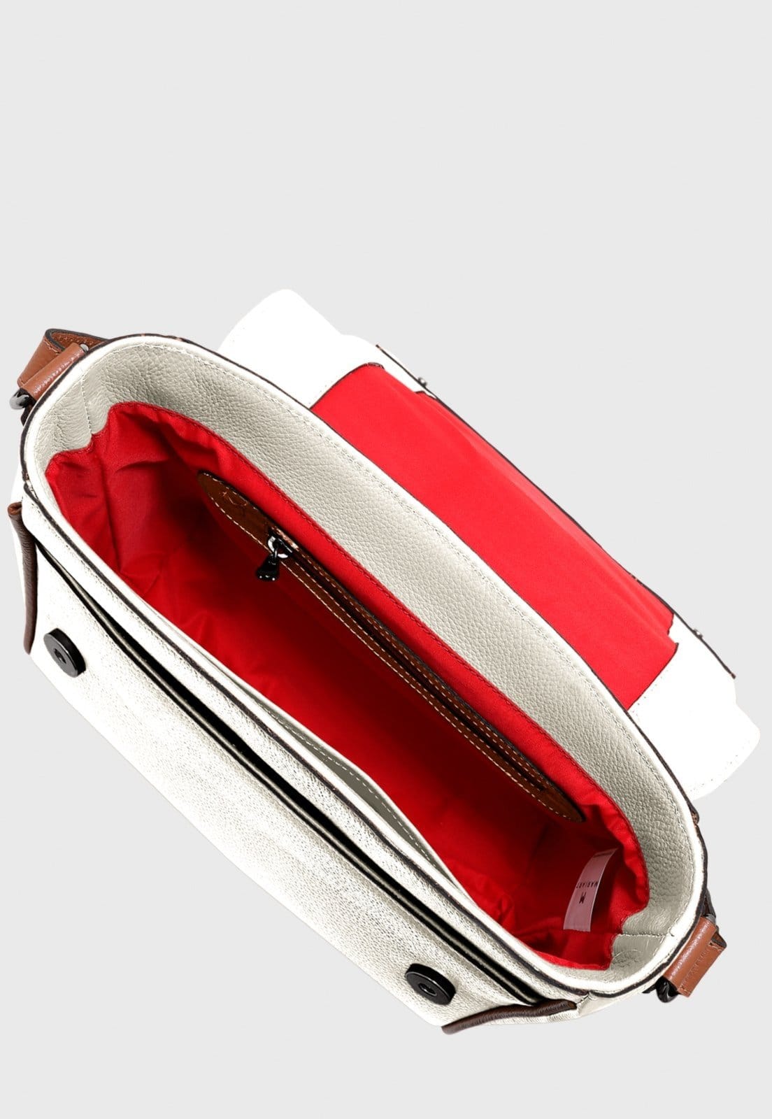 Vista 2 Bolsa Transversal Couro Mariart Sauípe Off White/Camel Mariart caramelo/off-white white