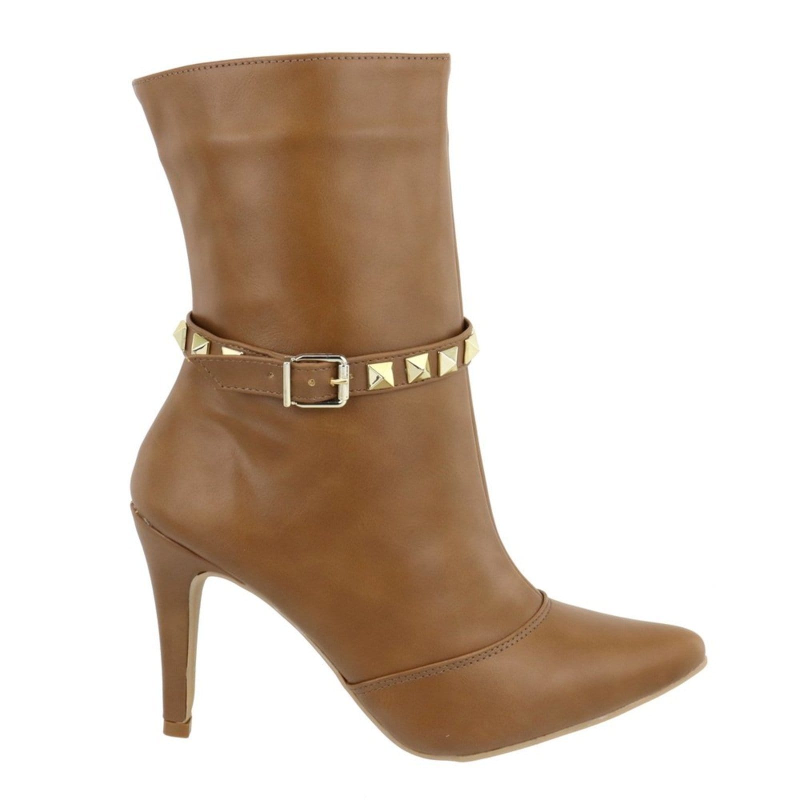 Bota Feminina Bico Fino Cano Médio 1793 Salto Fino Napa Canyon Detalhe Vermelho