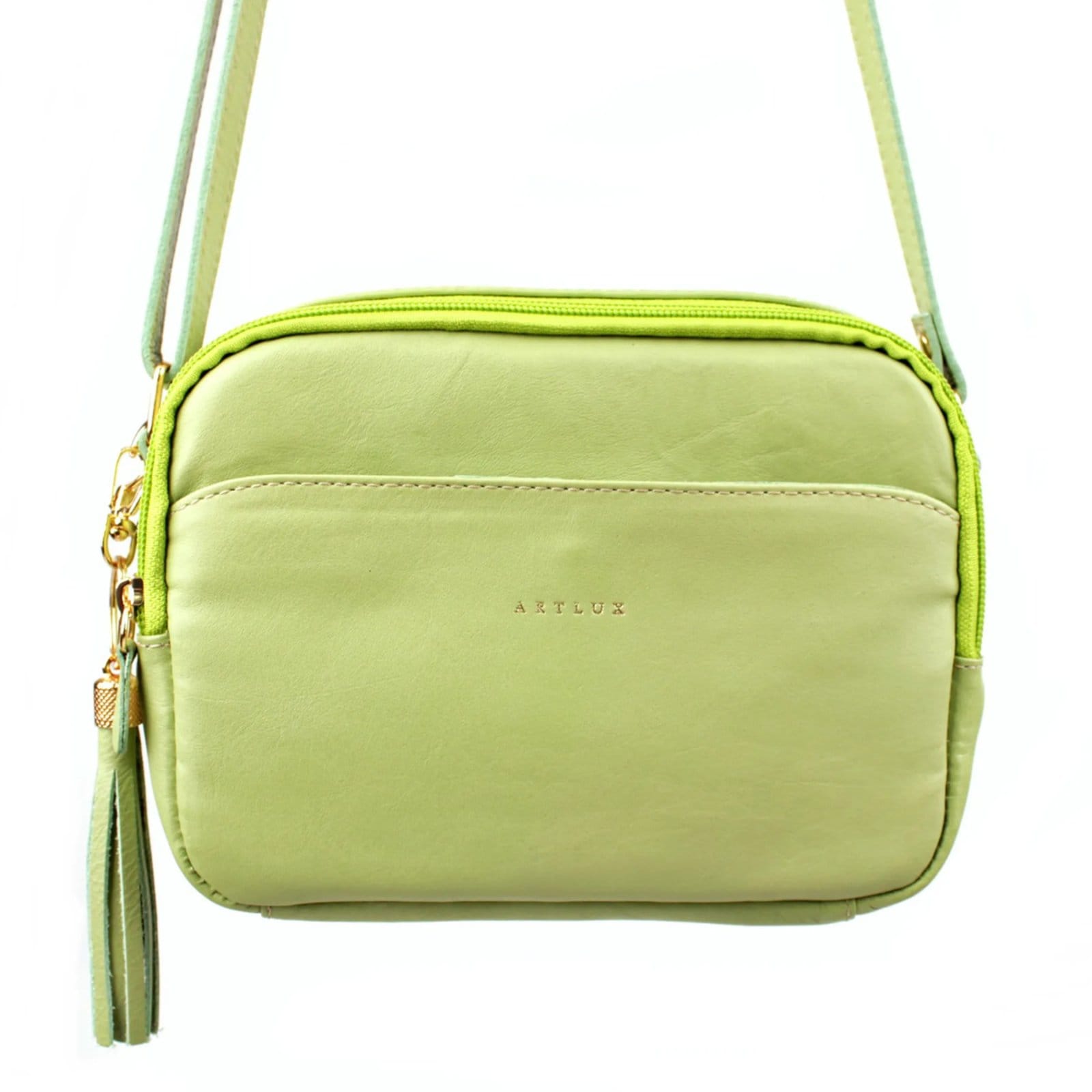 Bolsa Transversal em Couro Artlux 9048 Menta