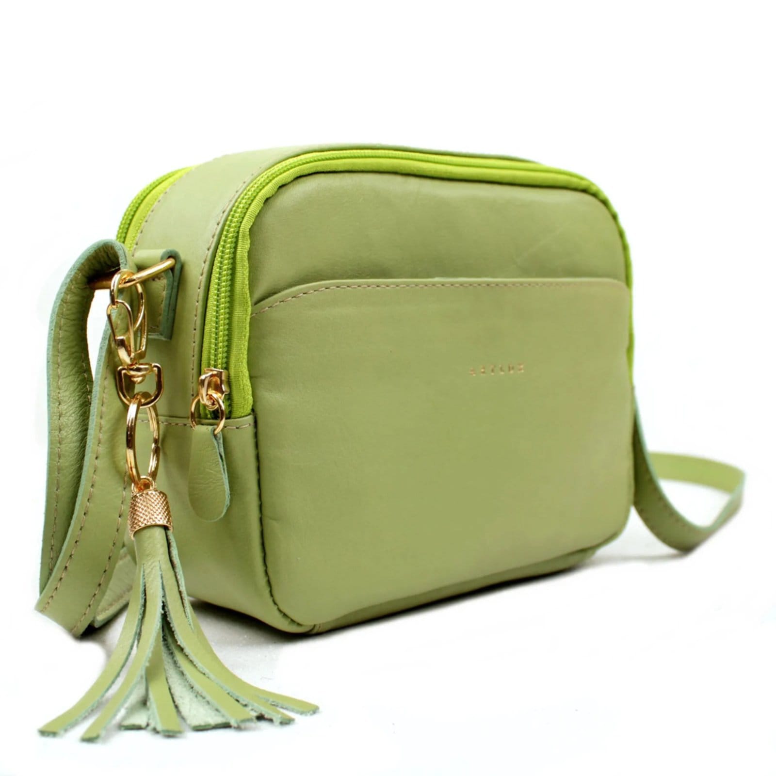 Vista 2 Bolsa Transversal em Couro Artlux 9048 Menta Artlux verde