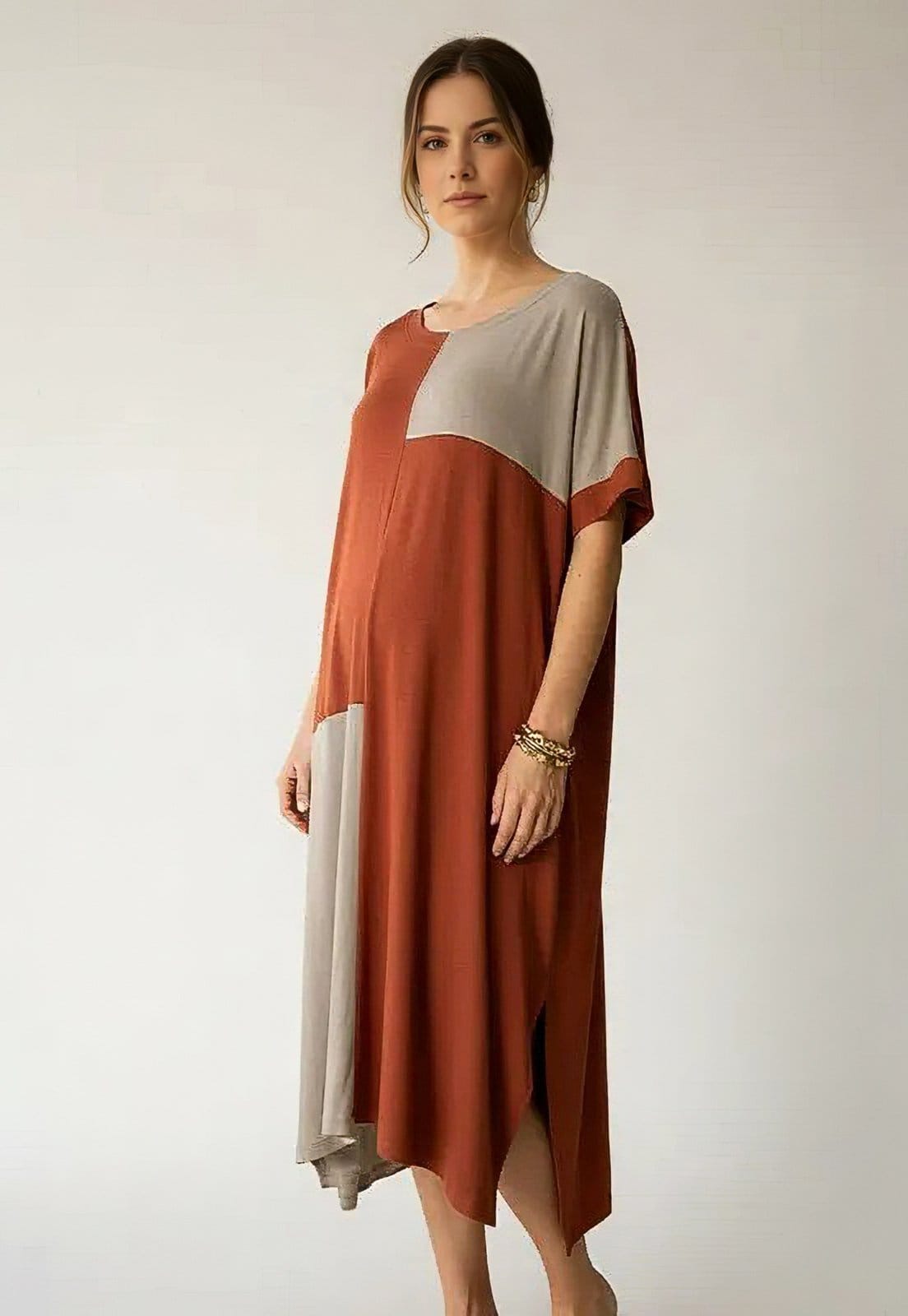 Vestido CabanaFee Terra Serena Midi Plus e Areia Mineral