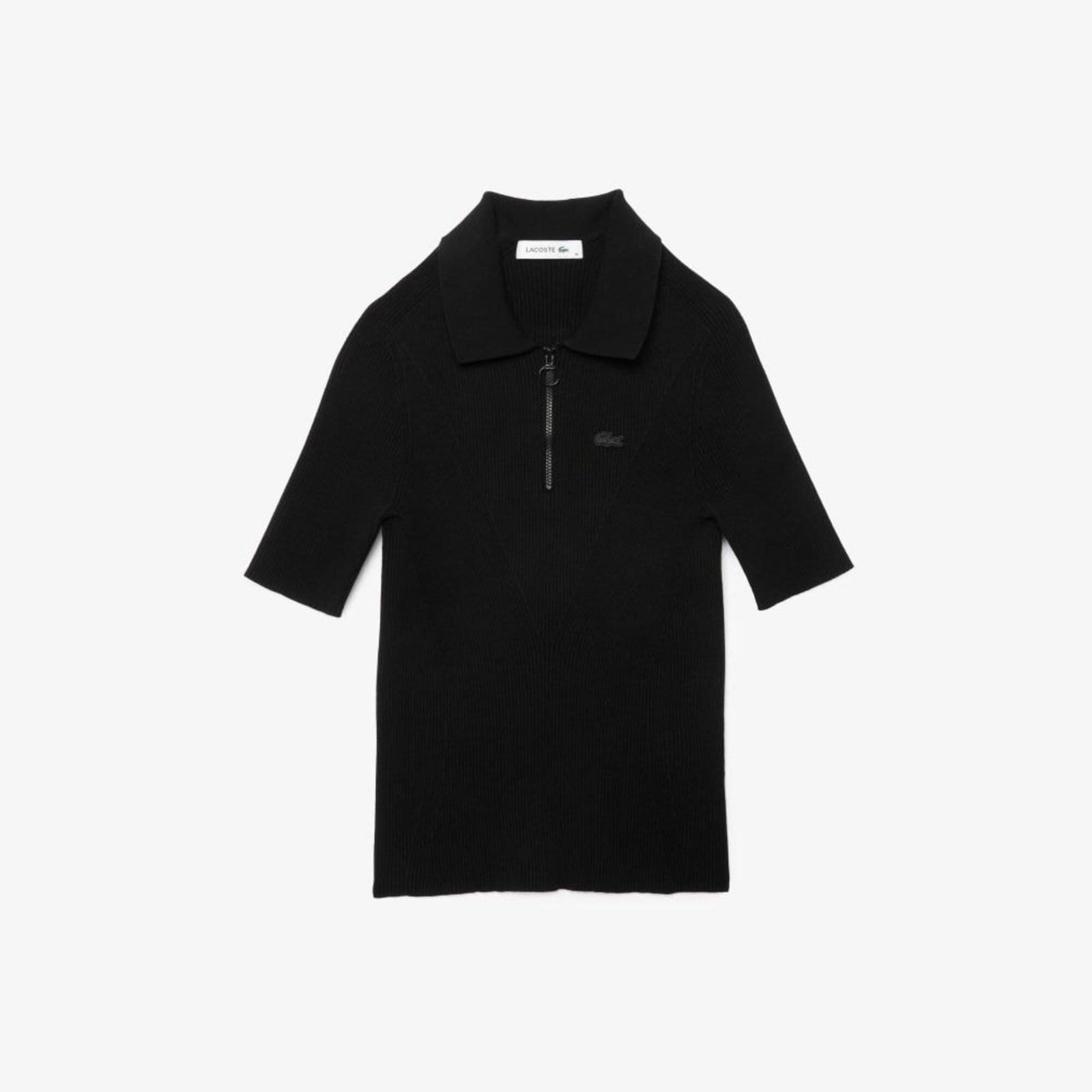 Camisa polo Lacoste de malha canelada com zíper no pescoço