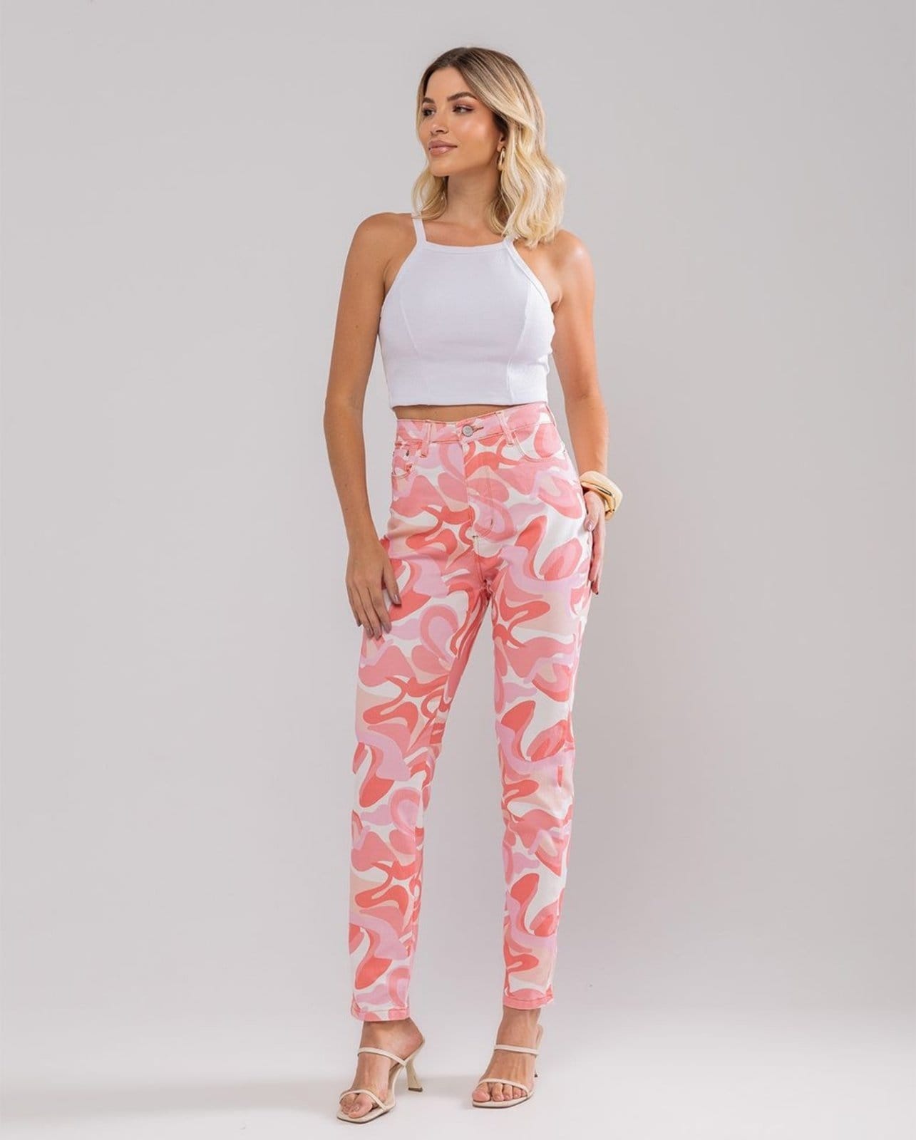 Calça Feminina Mom com Elastano 22425 Estampado