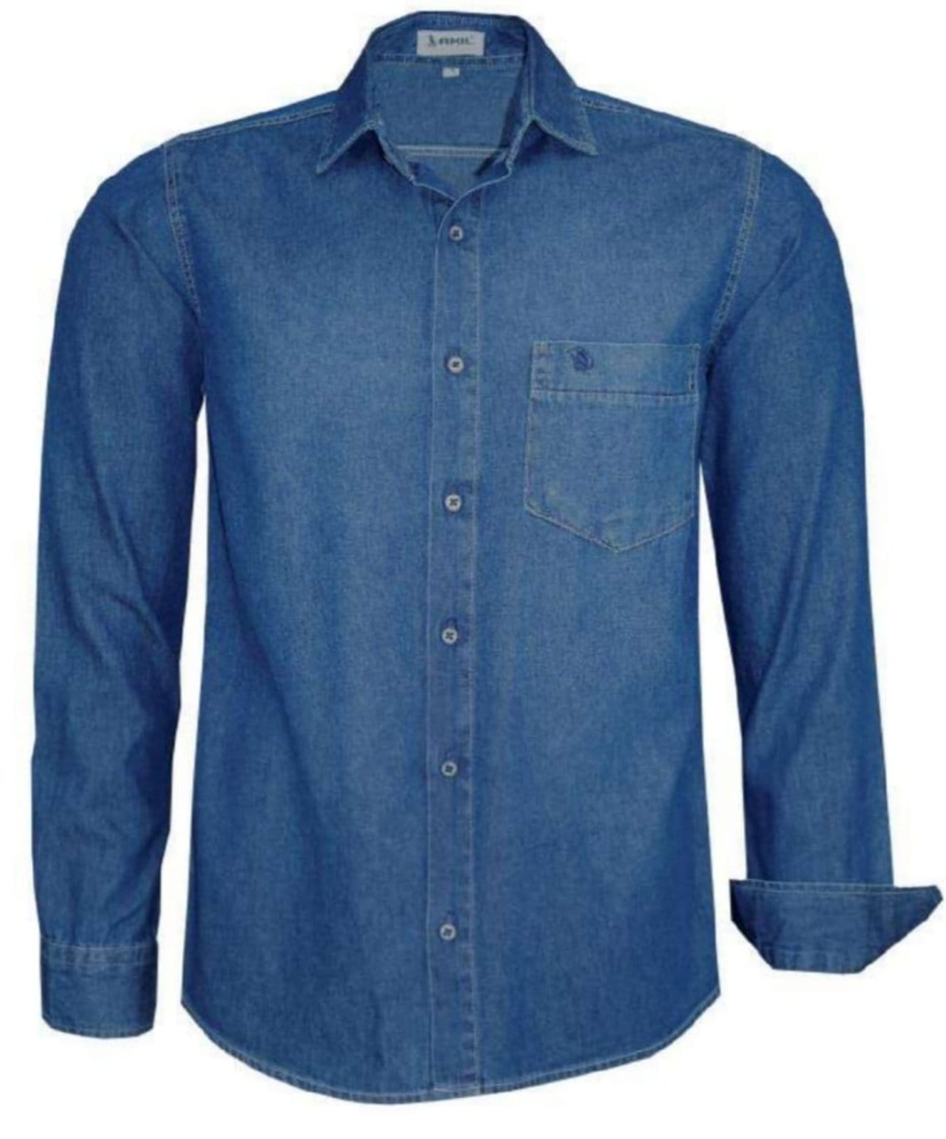 Camisa Jeans Amil Tribune Comfort Com Bolso Lançamento Luxo Marinho - 2