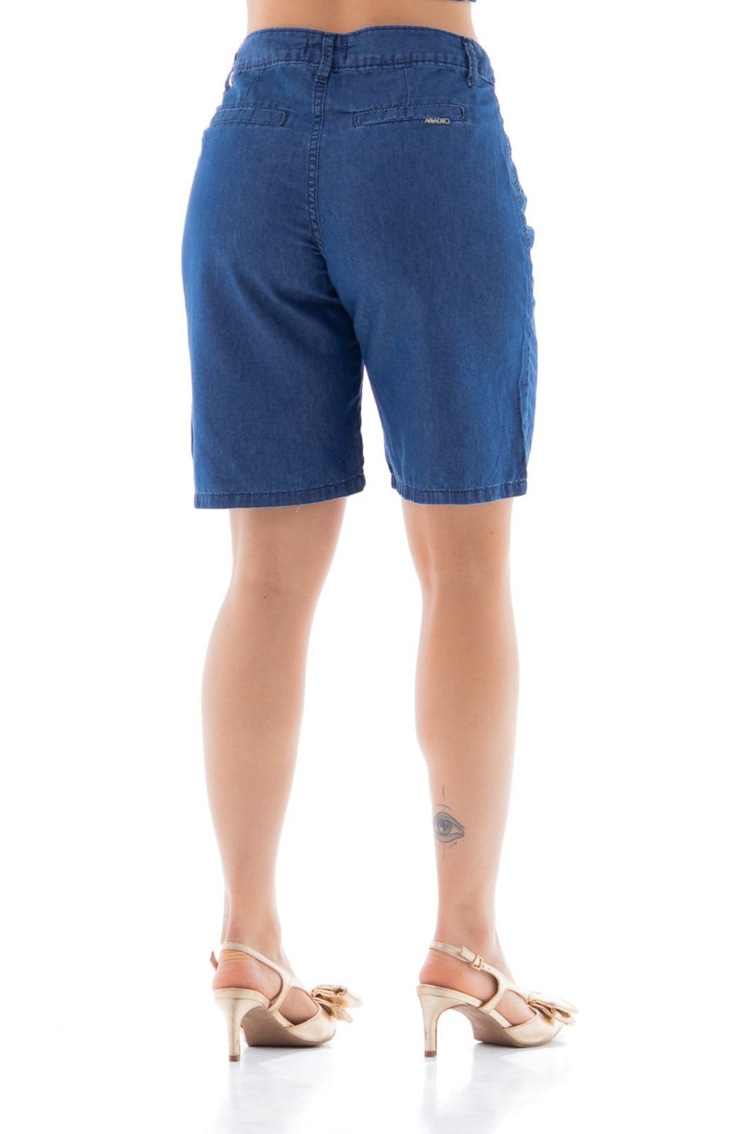 Vista 2 Bermuda Jeans Feminina Mom Special Fiber ARAUTO JEANS azul
