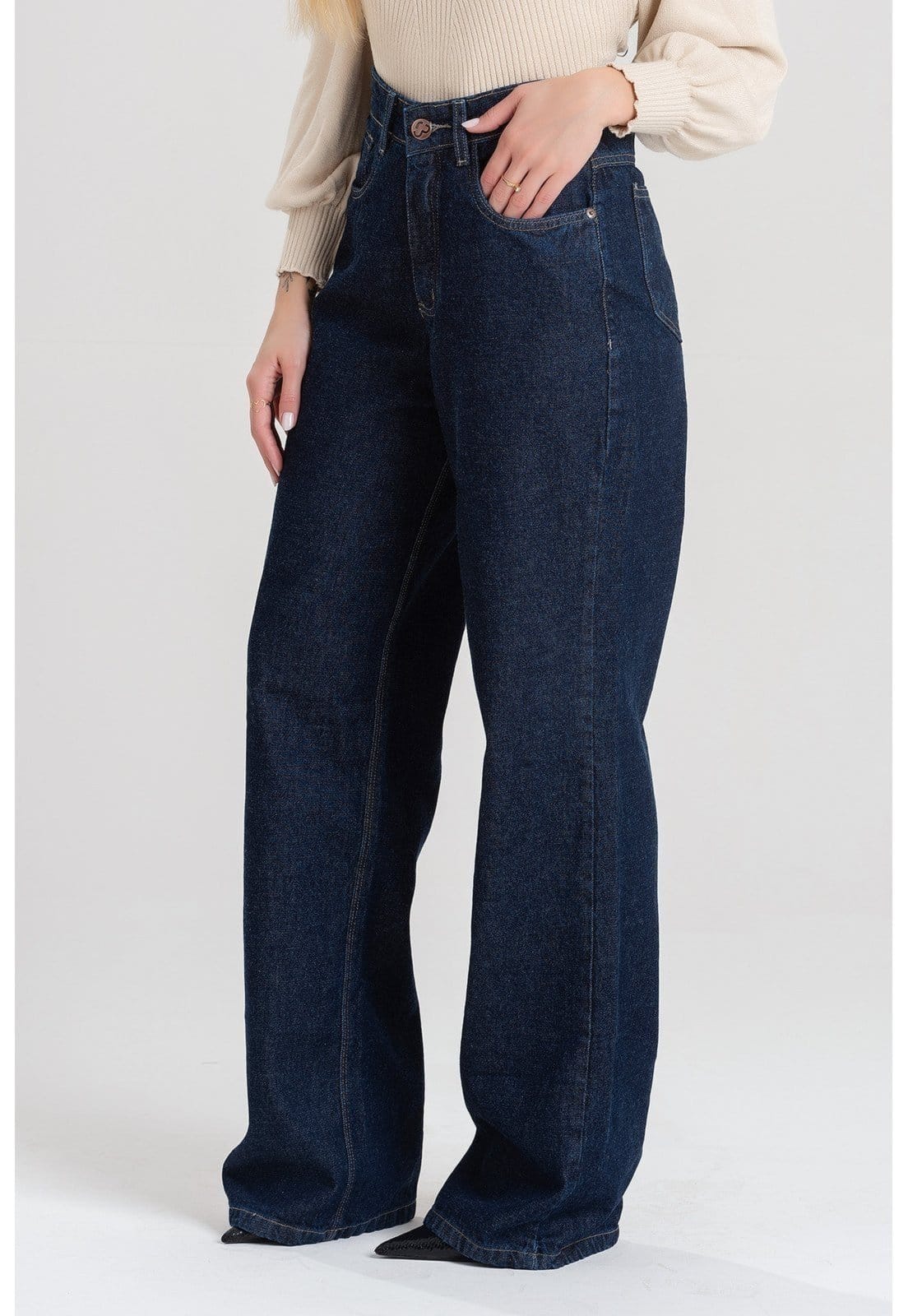 Calça Wide Leg Escuro