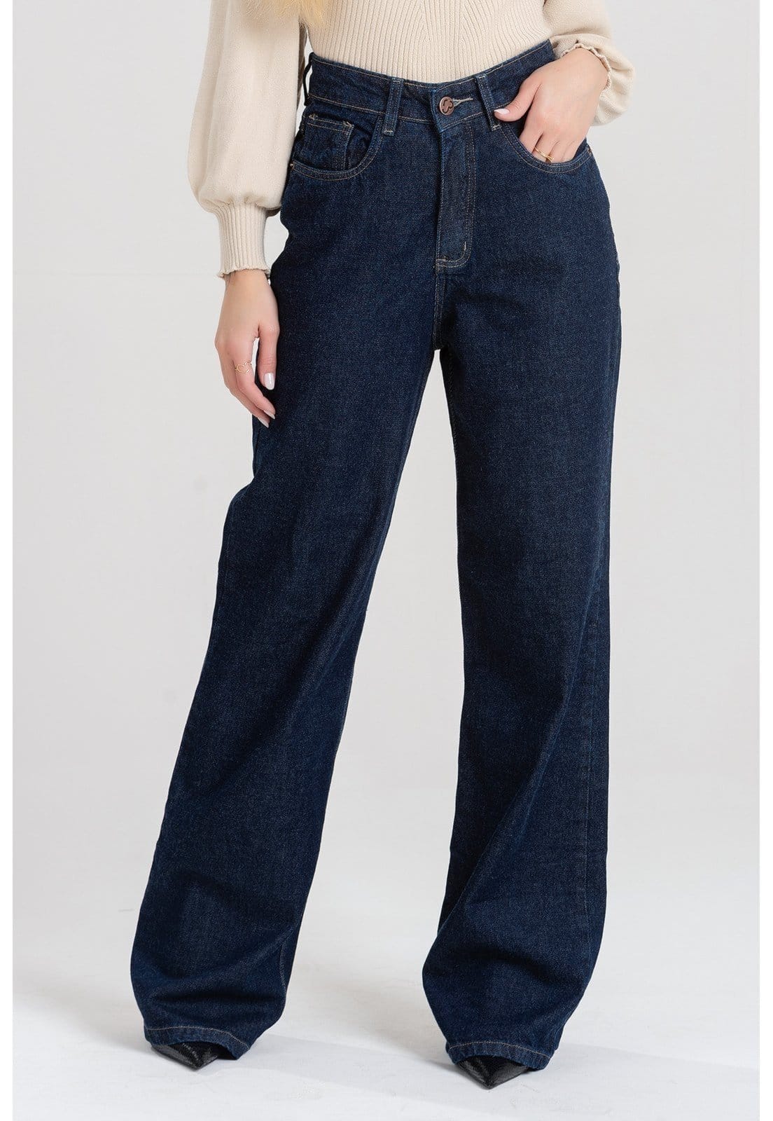 Vista 2 Calça Wide Leg Escuro NEW DENIM jeans
