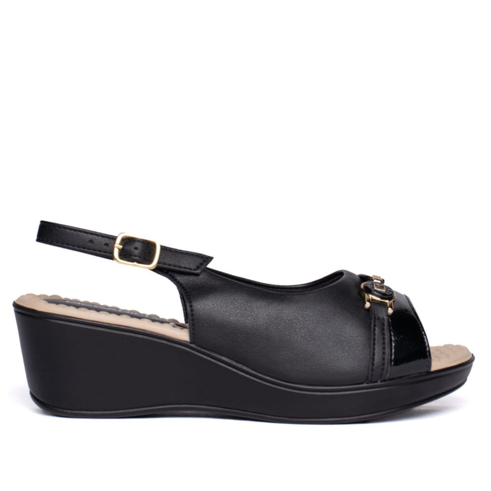 Vista principal Sandália Feminina Piccadilly Slingback Wide Fit Piccadilly preto