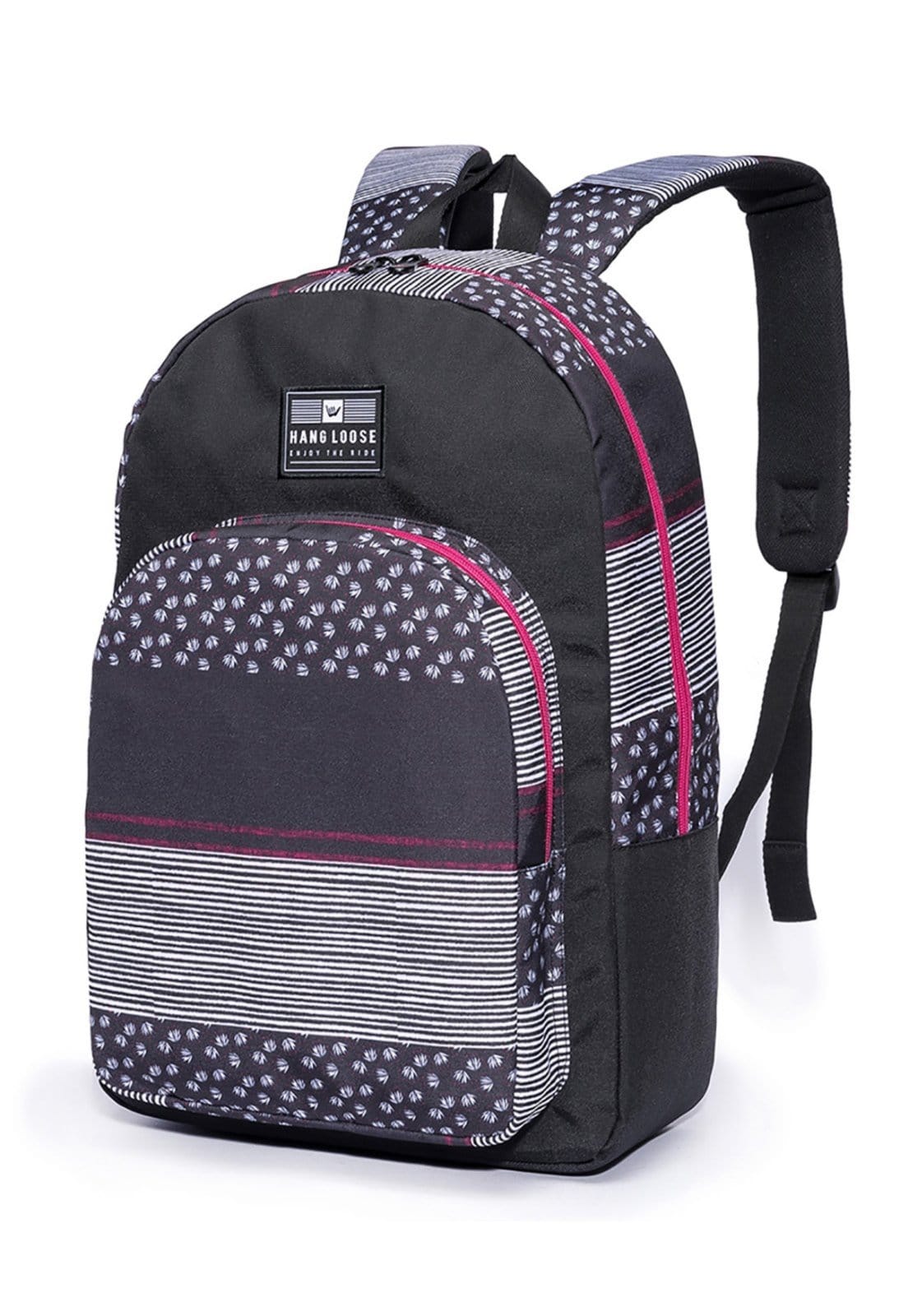 Vista 2 Mochila Bolsa Masculina Hang Loose Escolar Faculdade Moderna Reforçada Hang Loose preto