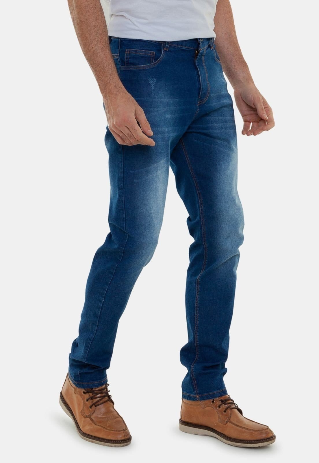 Calça Jeans Masculina Versatti Reta Slim Lavagem Escuro Los Angeles