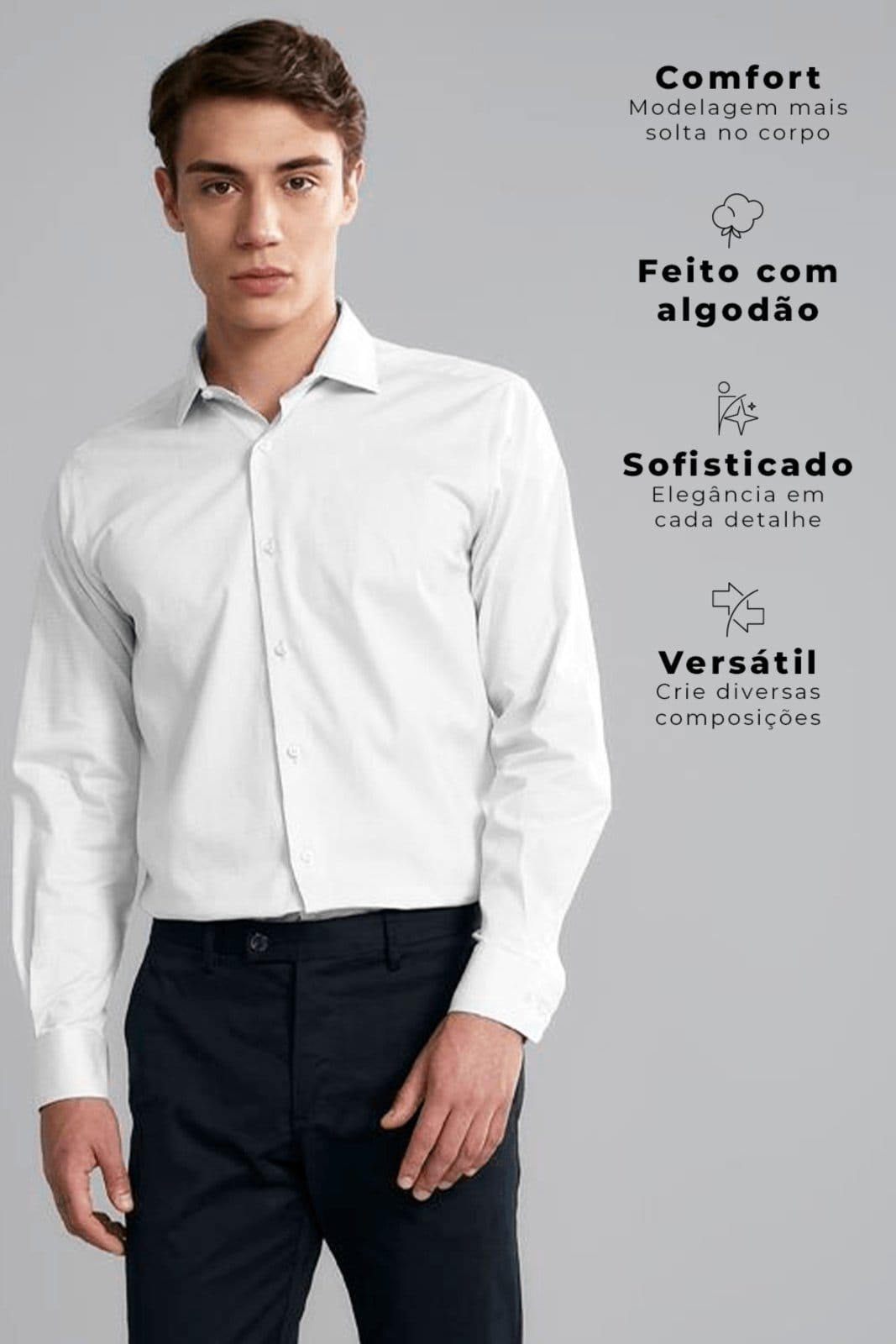 Vista 2 HIGHSTIL Camisa Social Lisa Comfort HIGHSTIL azul