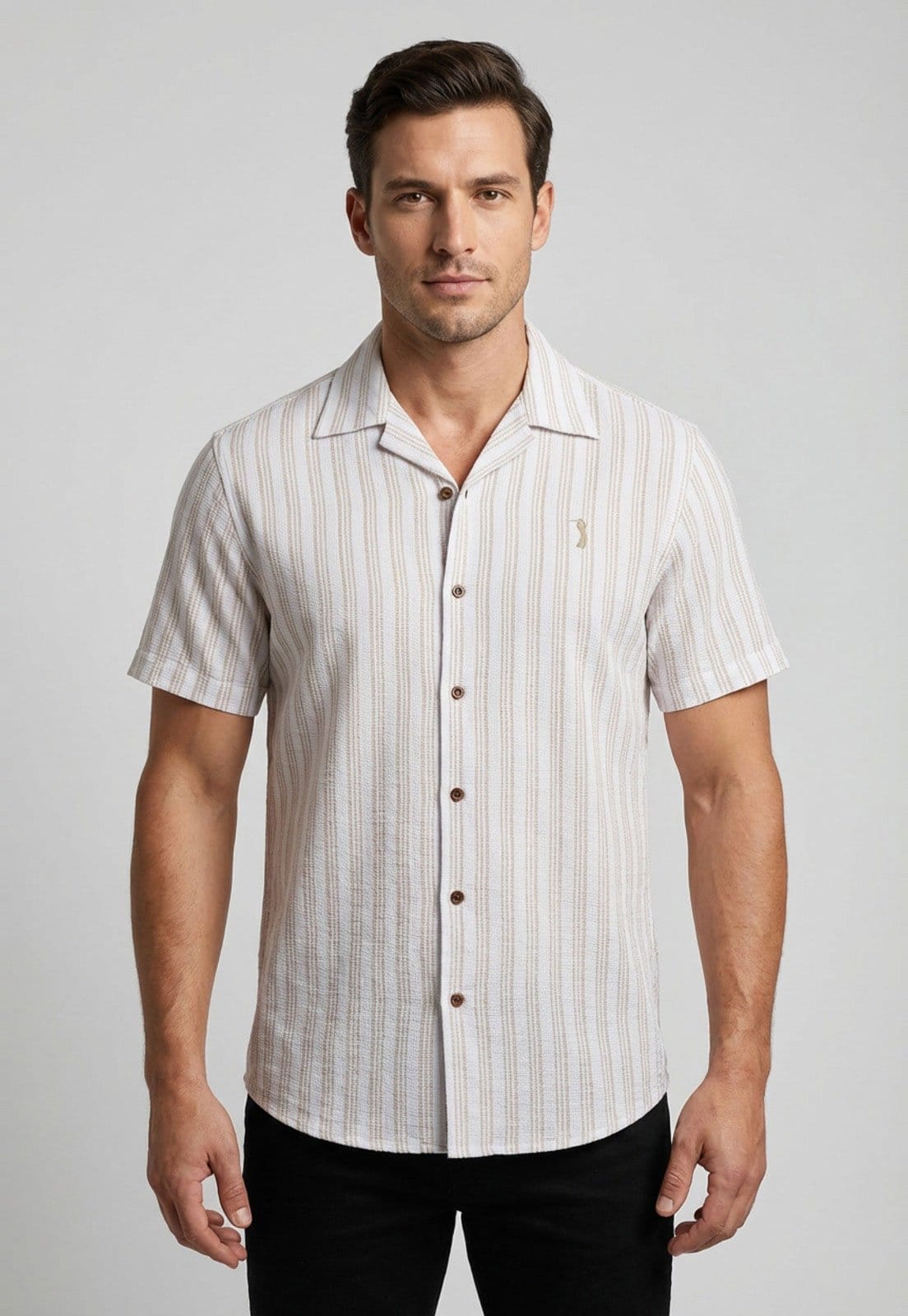 Camisa Masculina Aleatory Listrada Branca
