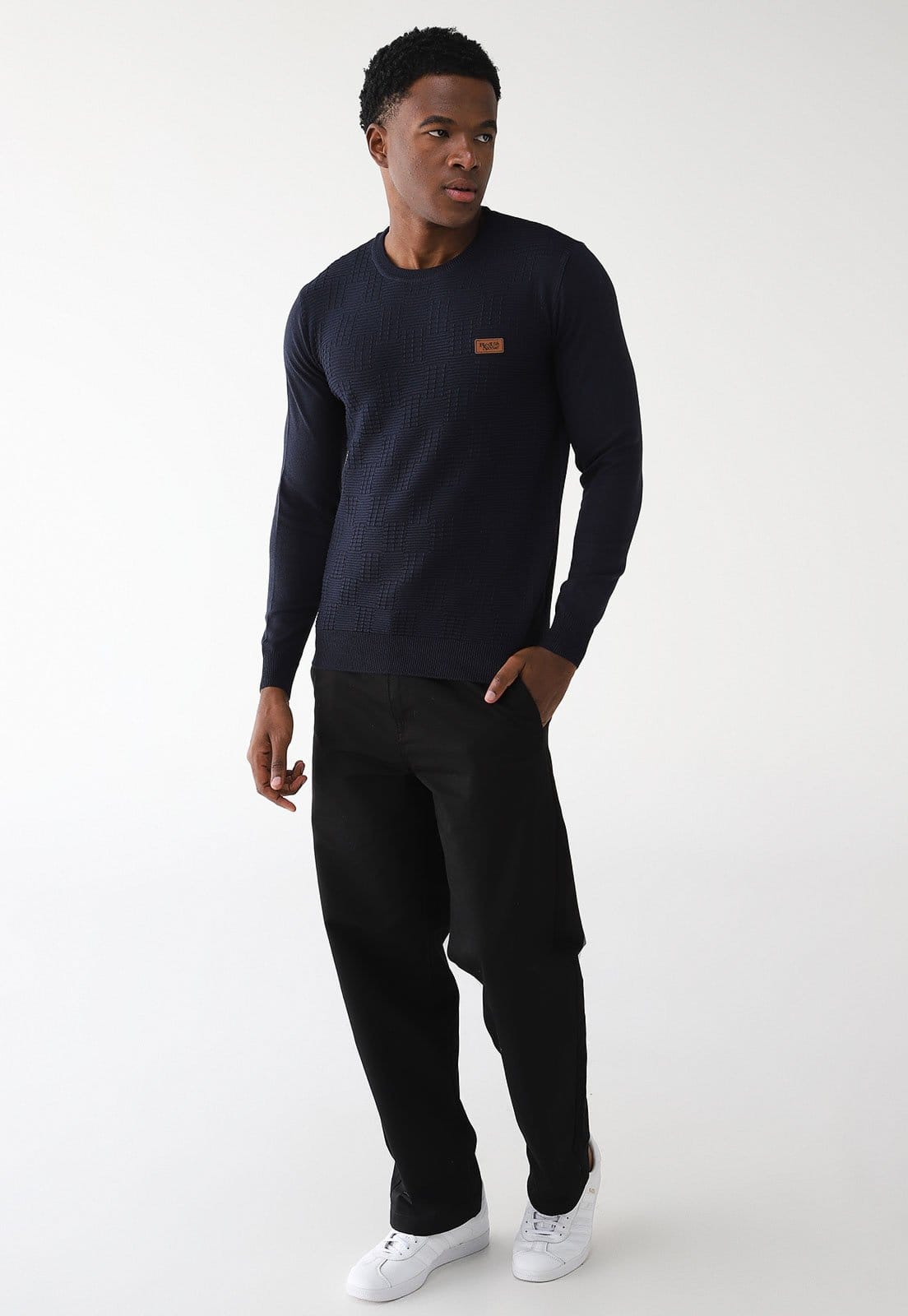 Vista 2 Suéter Tricot Red Nose Reto Texturizado Azul-Marinho Red Nose azul marinho red