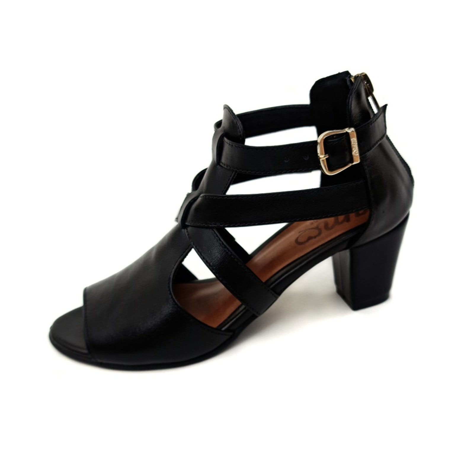 Vista 2 Sandália Couro Ankle Boot Amo Calçados Sophia Preta Amo Calçados preto