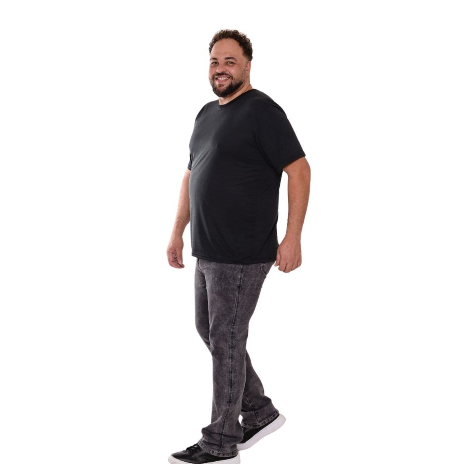 Vista 2 Calça Masculina Plus Size Marmorizada Premium Alleppo Jeans grafite