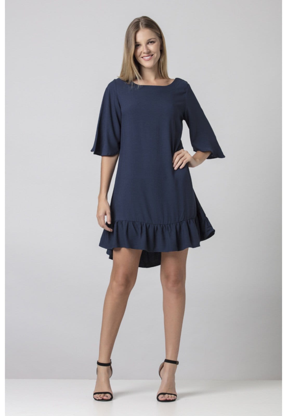 Vestido Curto Amazonia Vital Babados Boho Azul