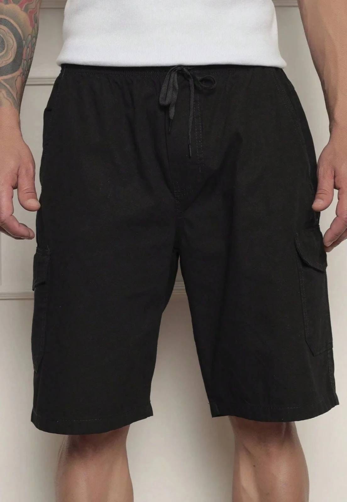 Bermuda Cargo Masculina Avec Sarja Algodão com Cordão Confortável