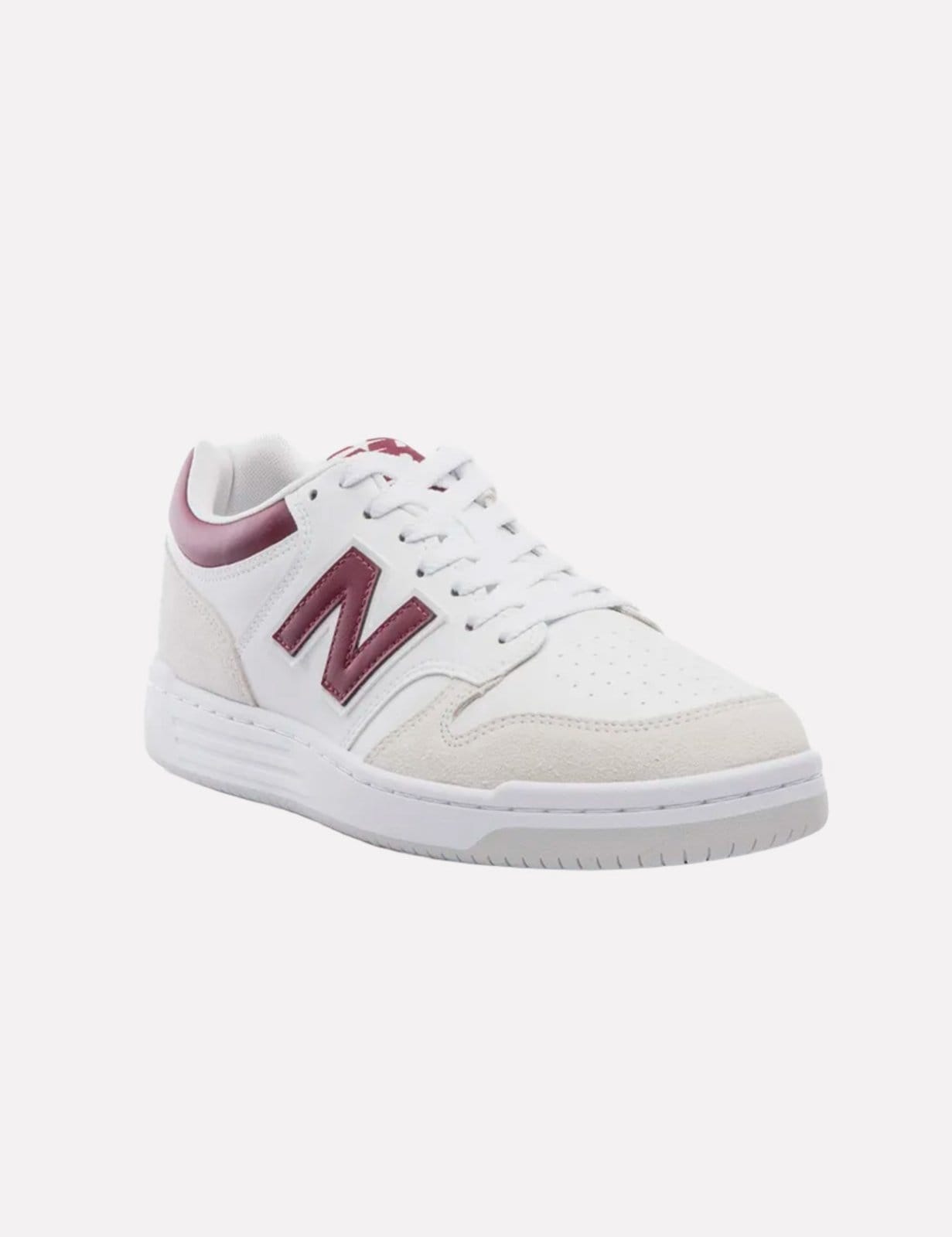 Vista 2 Tênis New Balance 480L Vinho New Balance branco