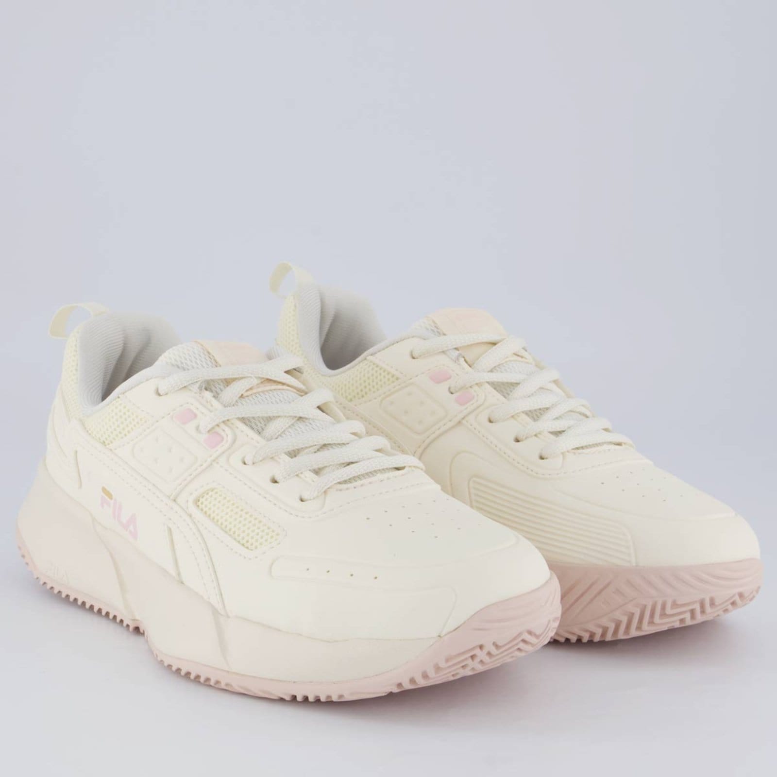 Vista 2 Tênis Fila Precision Feminino Bege e Rosa Fila bege rosa