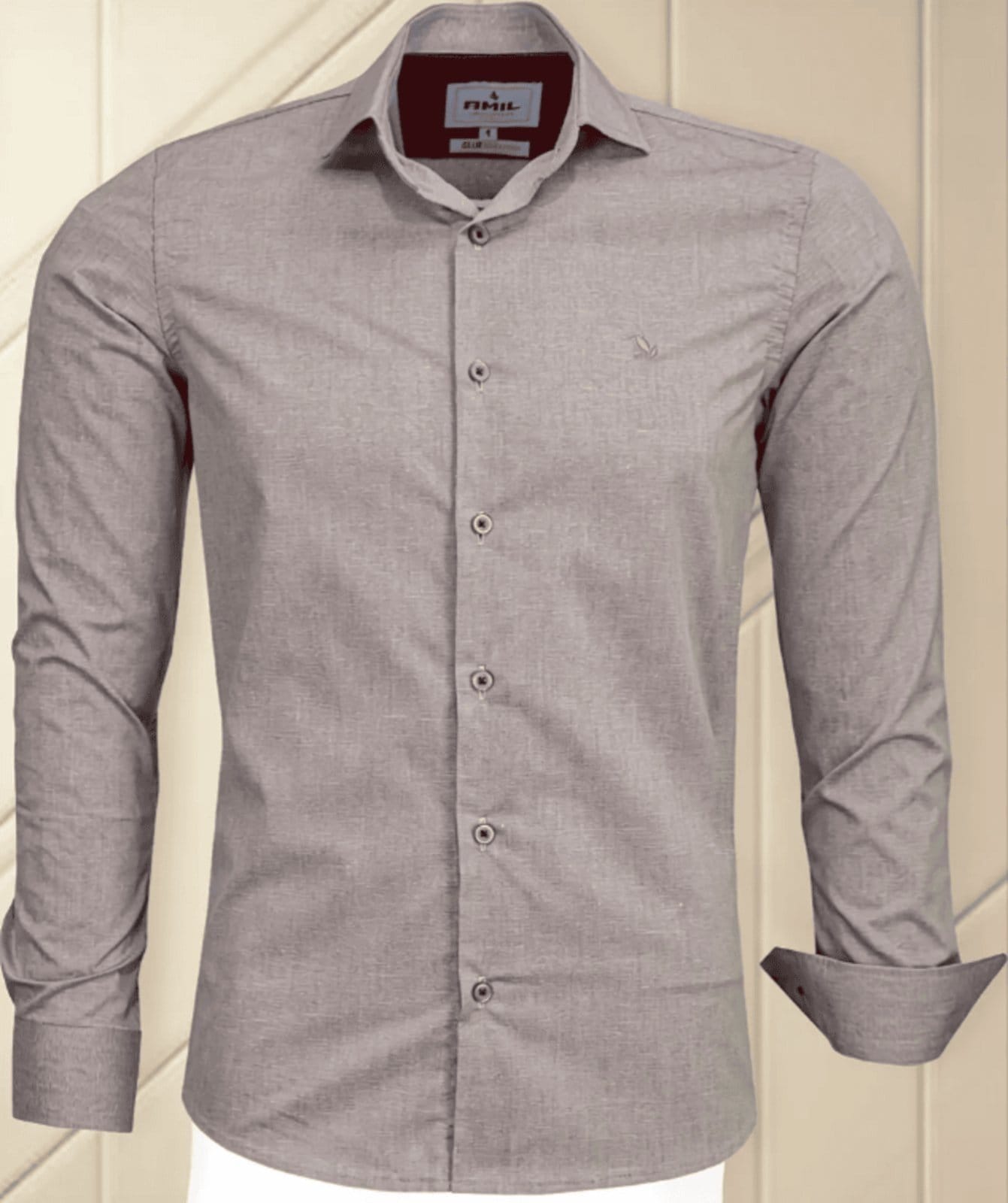 Camisa Social Amil Slim Expert Misto com Elastano Macia Fácil de Passar M/Longa Luxo
