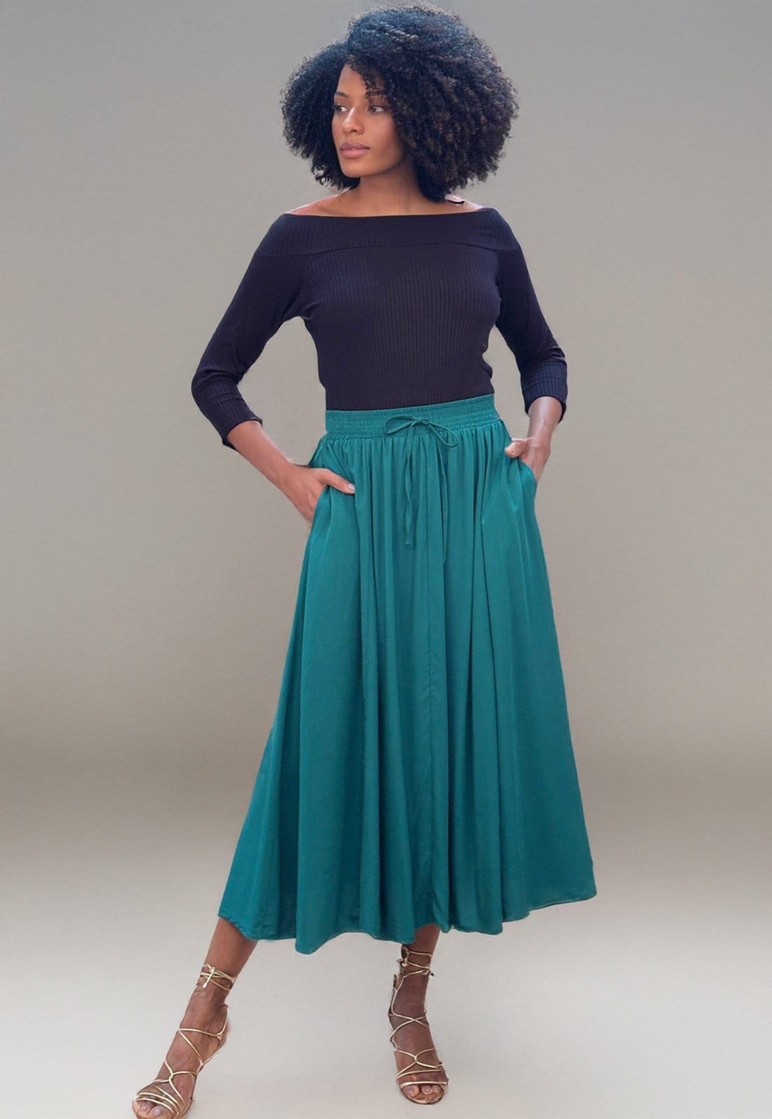 Saia Amazonia Vital Longa Viscose Estampa Musgo - 2