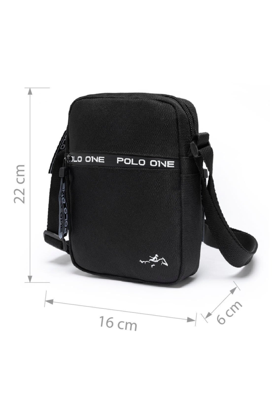 Vista 2 Bolsa Shoulder Bag Polo One Resistente Reforçada Moderna Masculina Polo One preto