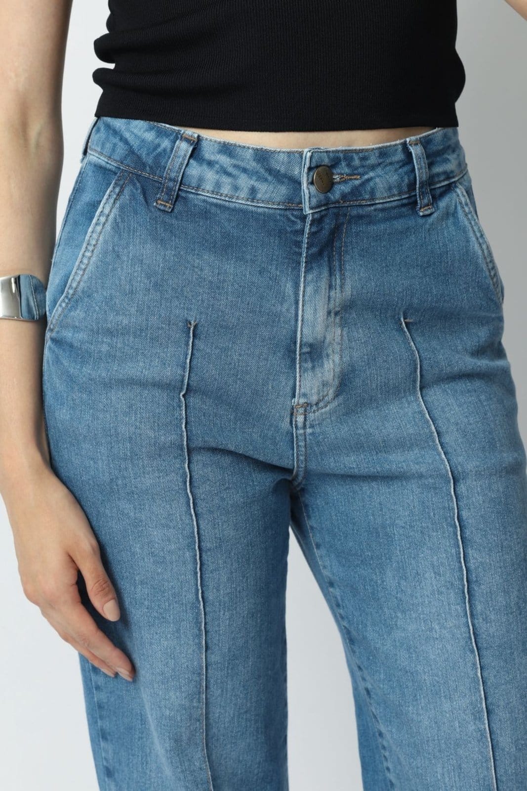 Vista 2 Calça Jeans Reta com Nervura 36 Gazzy azul