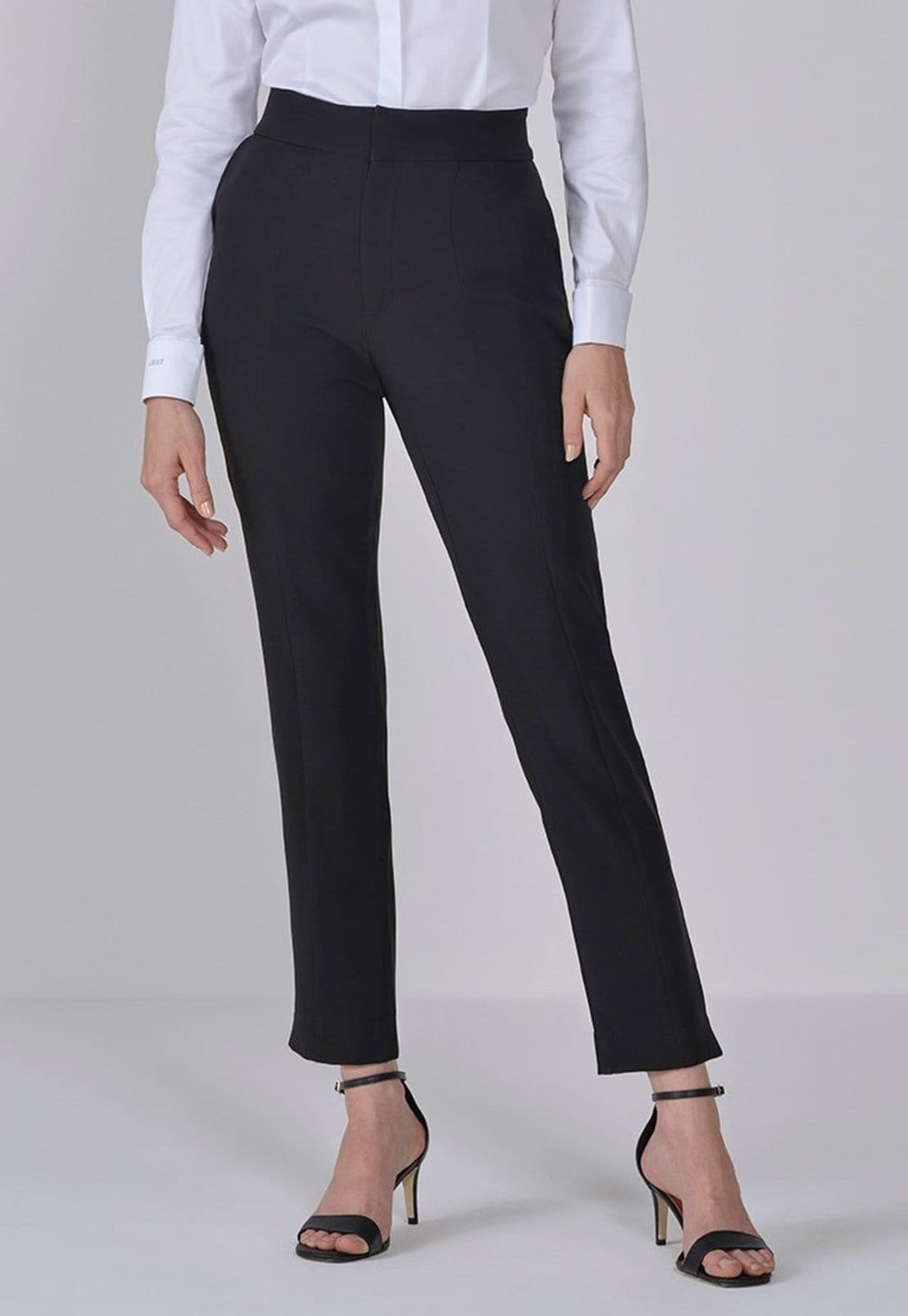 Vista 2 Calça Reta Slim de Alfaiataria Preta Reese Principessa preto