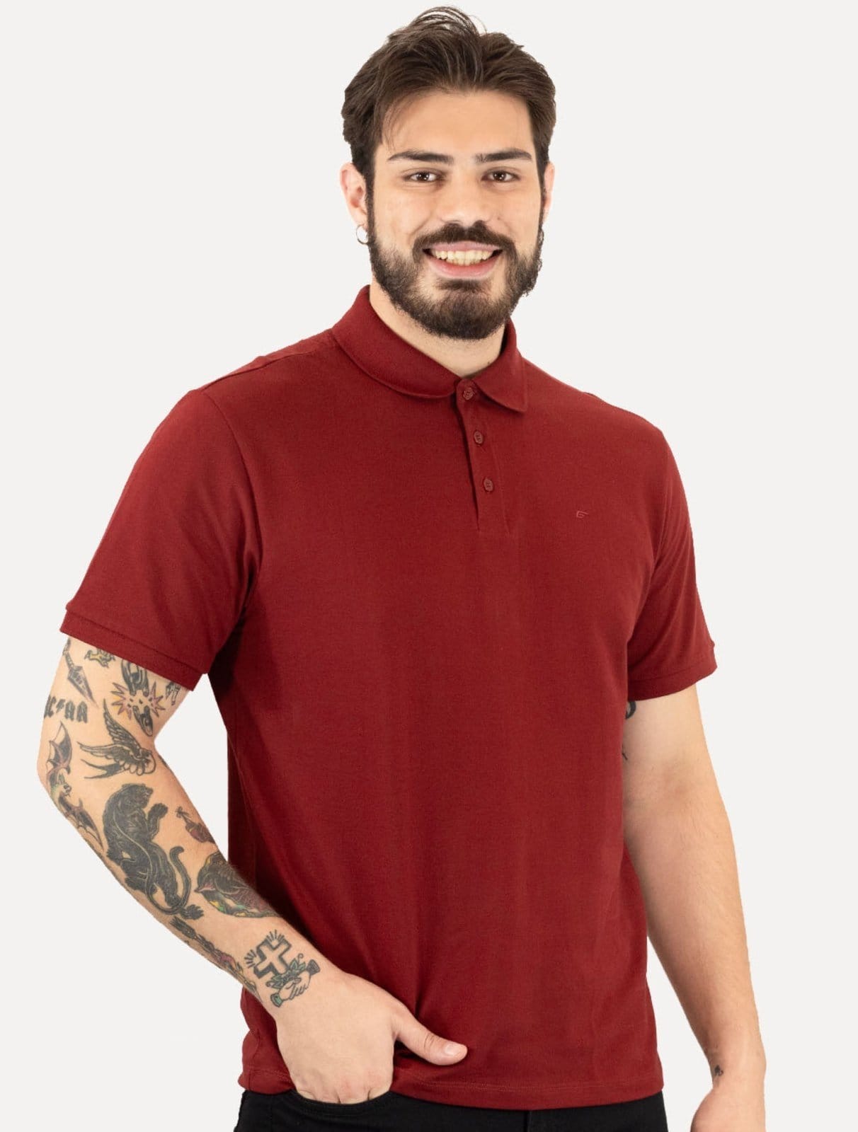 Polo Ellus Masculina Piquet Classic Easa Vermelho Escuro