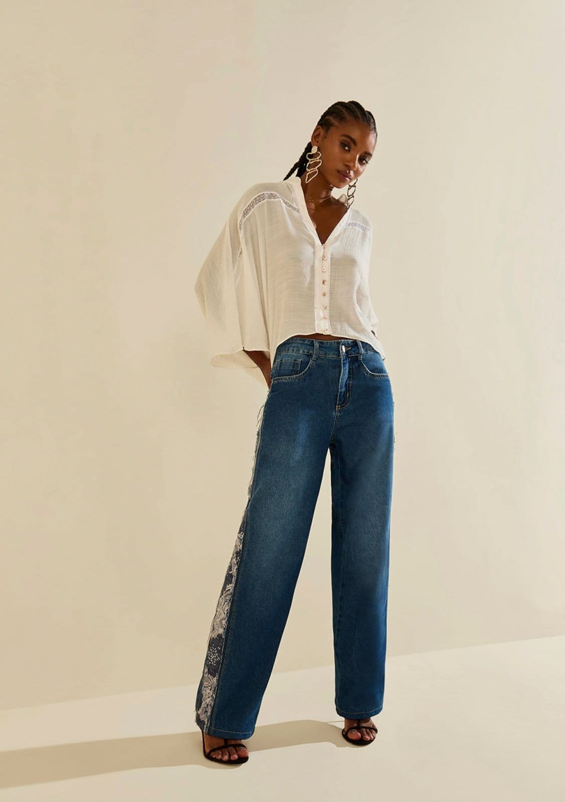 Calça Morena Rosa Wide Média Azul