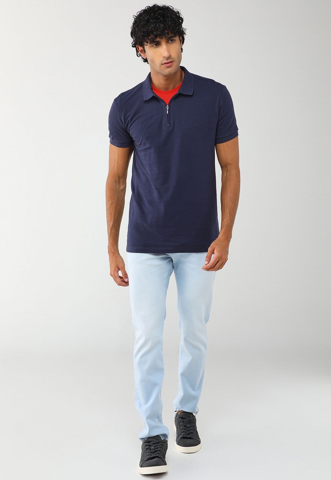 Vista 2 Polo Masculina Aramis Fechamento Zíper Aramis azul marinho