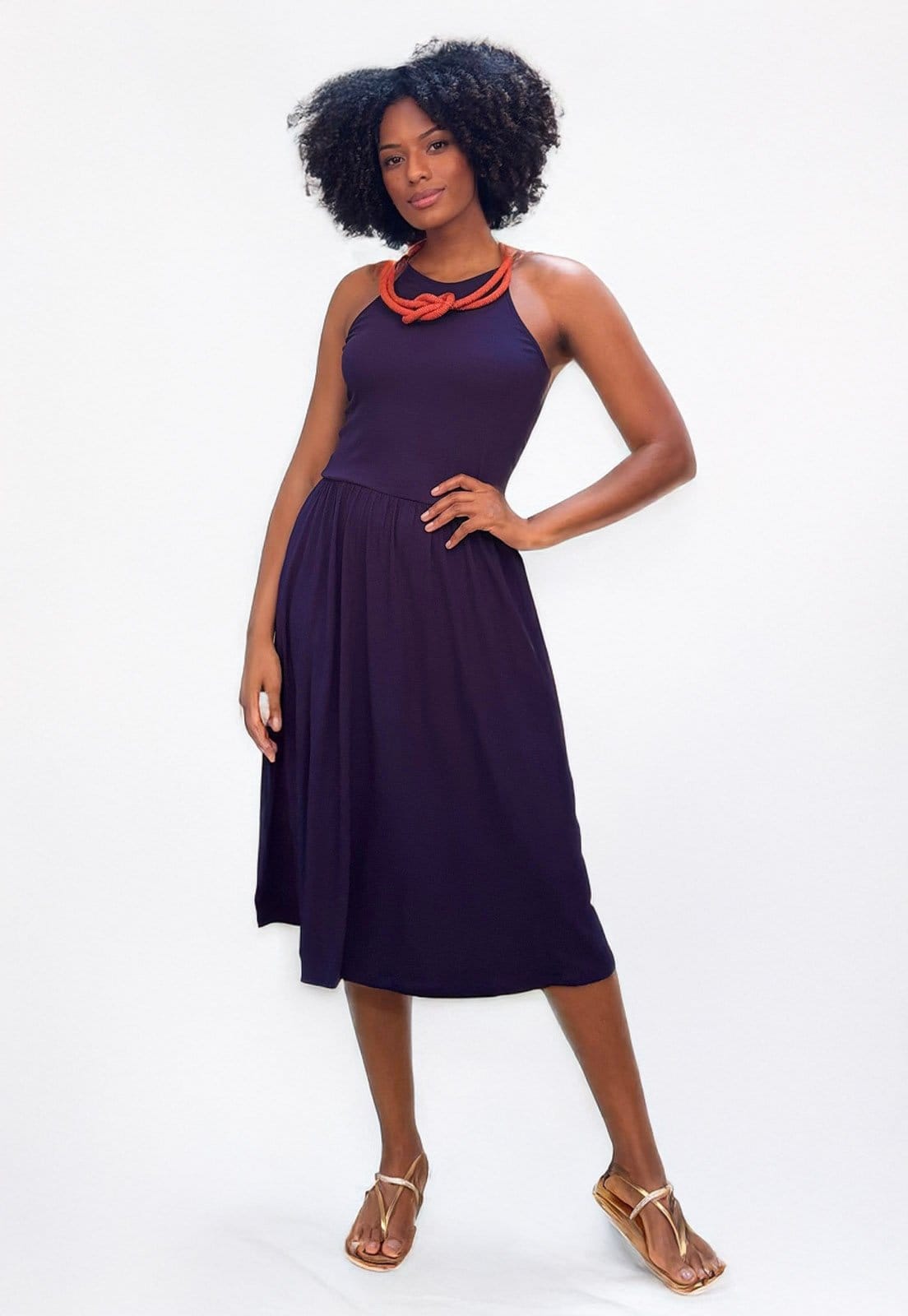 Vestido Midi Jennifer Malha Trapézio com Bolso