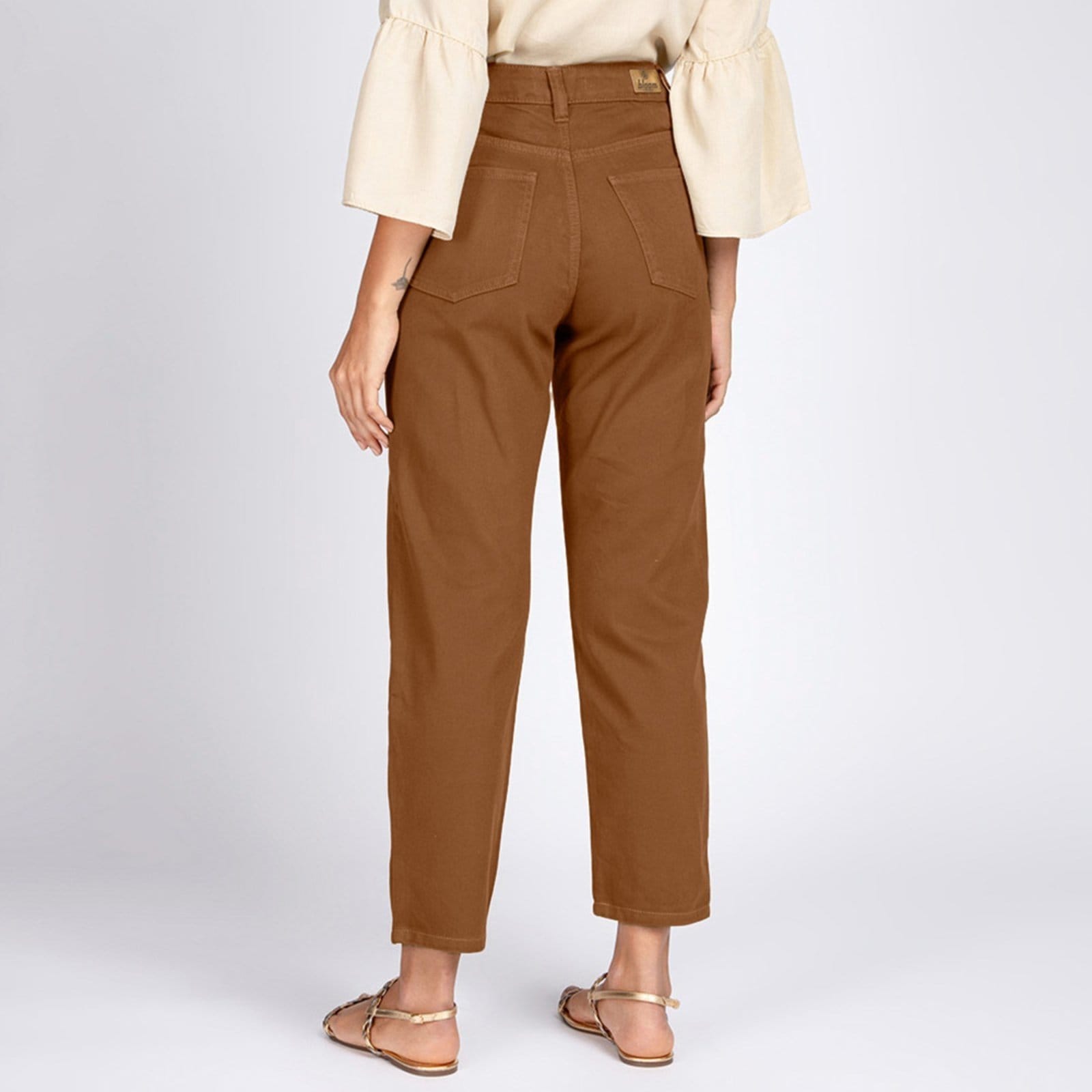 Vista 2 Calça Mom Cropped Slouch Bolso-Faca Bloom Terroso Bloom marrom