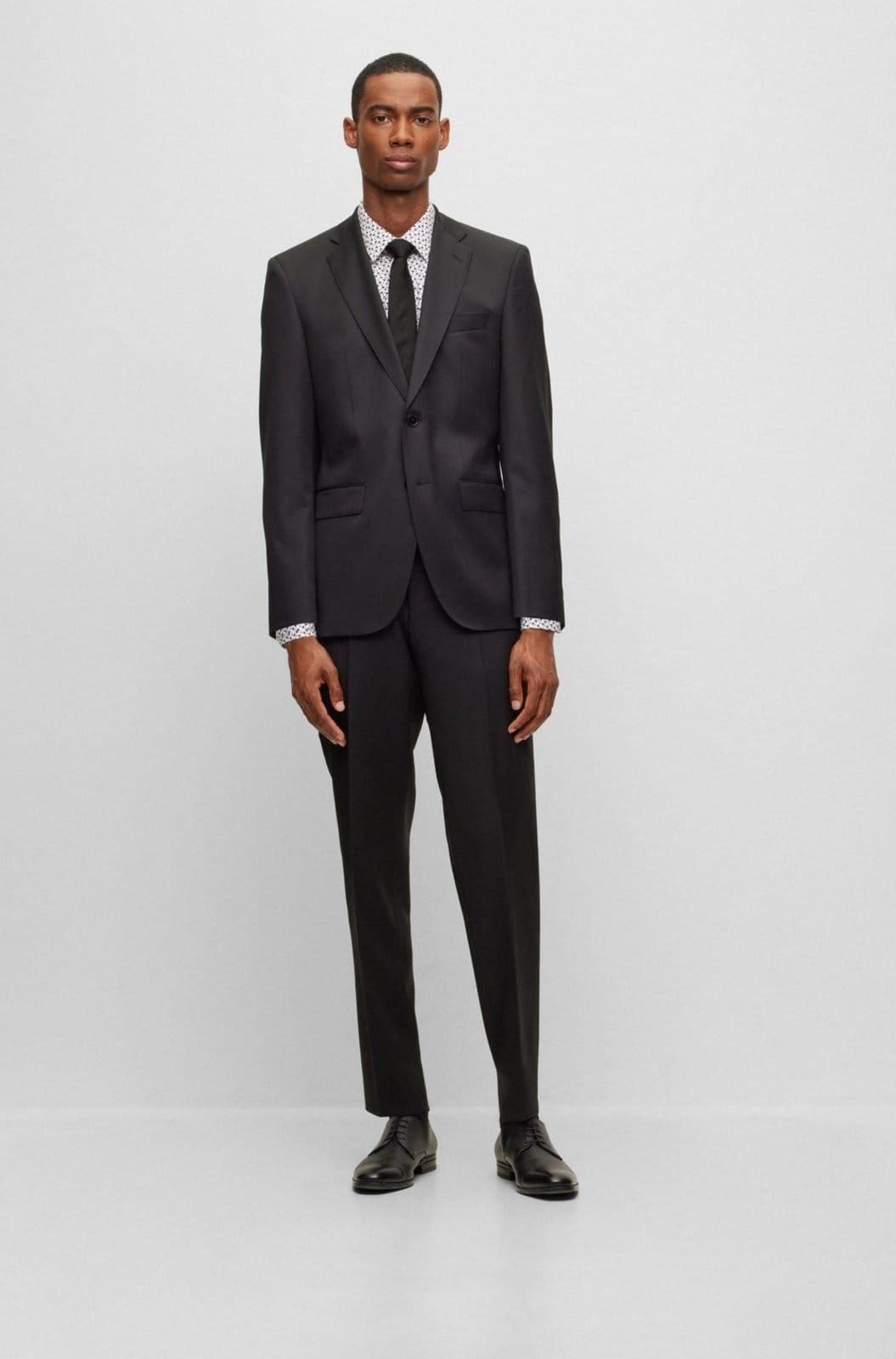 Camisa Preta Slim Fit Em Algodão Stretch Estampado - 2