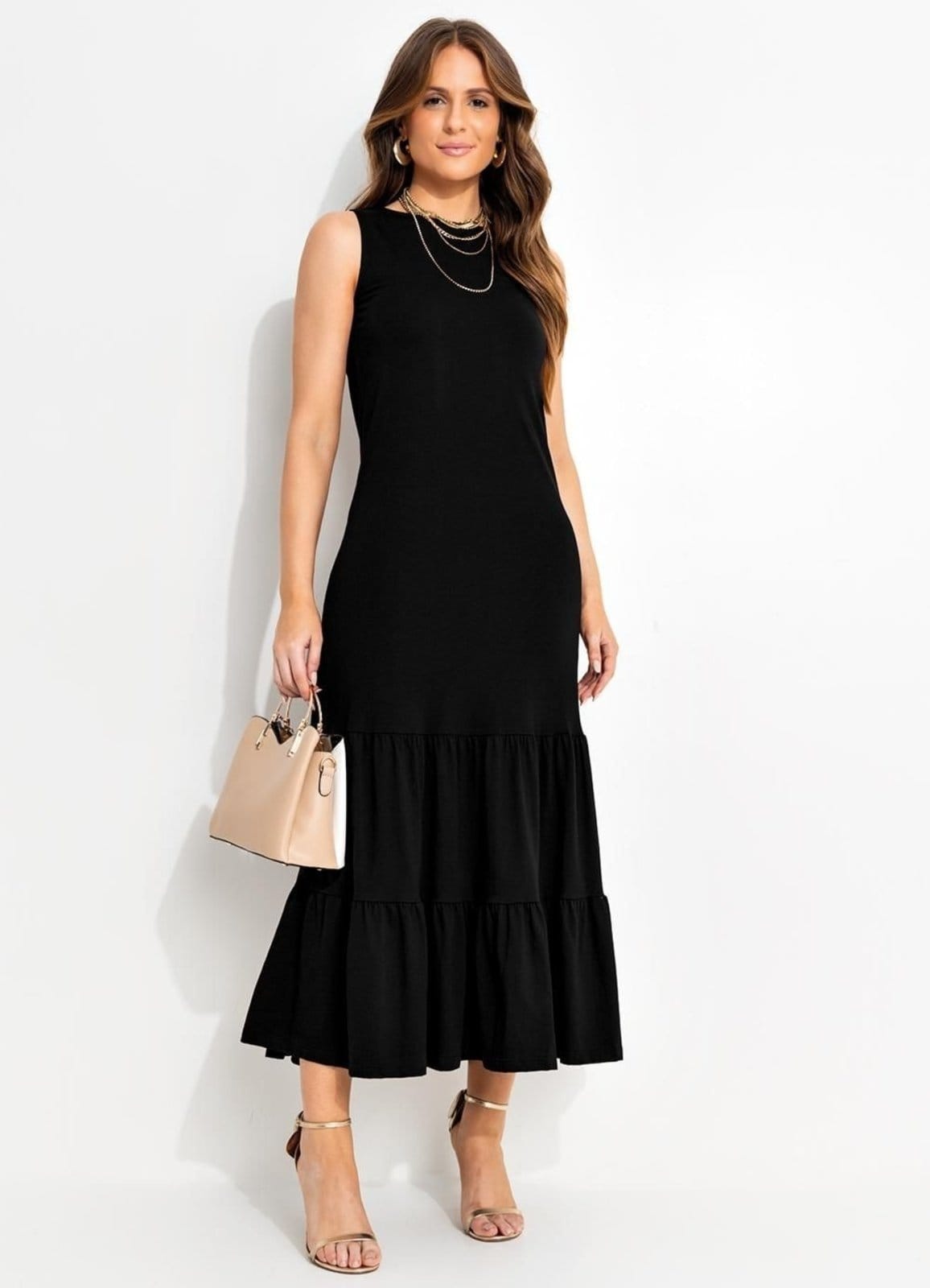 Vista principal Vestido Em Malha De Algodão Quintess Quintess preto