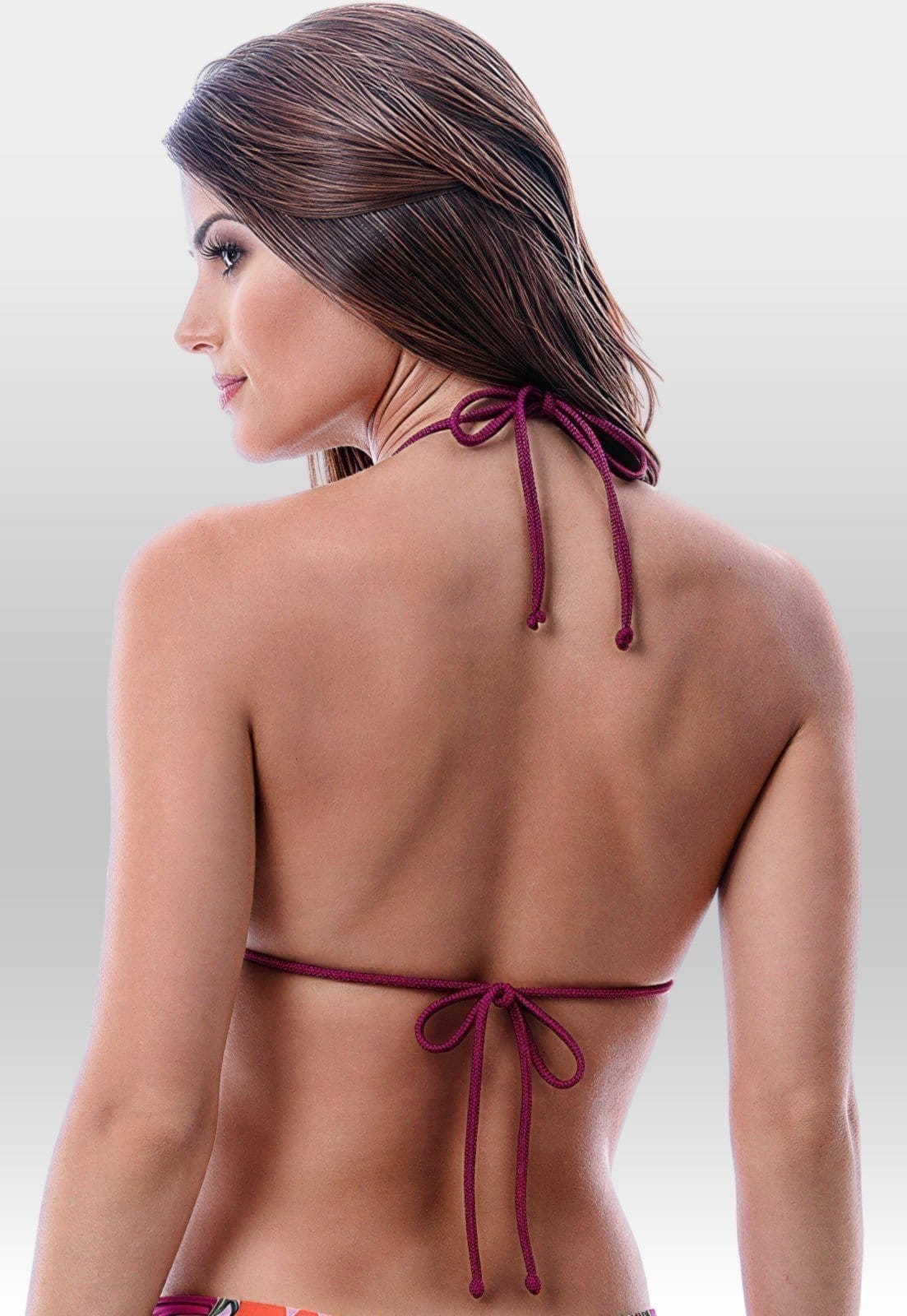 Vista 2 Top Summer Soul Cortininha De Amarrar Com Bojo Removível Folhagem Rosa Summer Soul estampado/rosa rosa