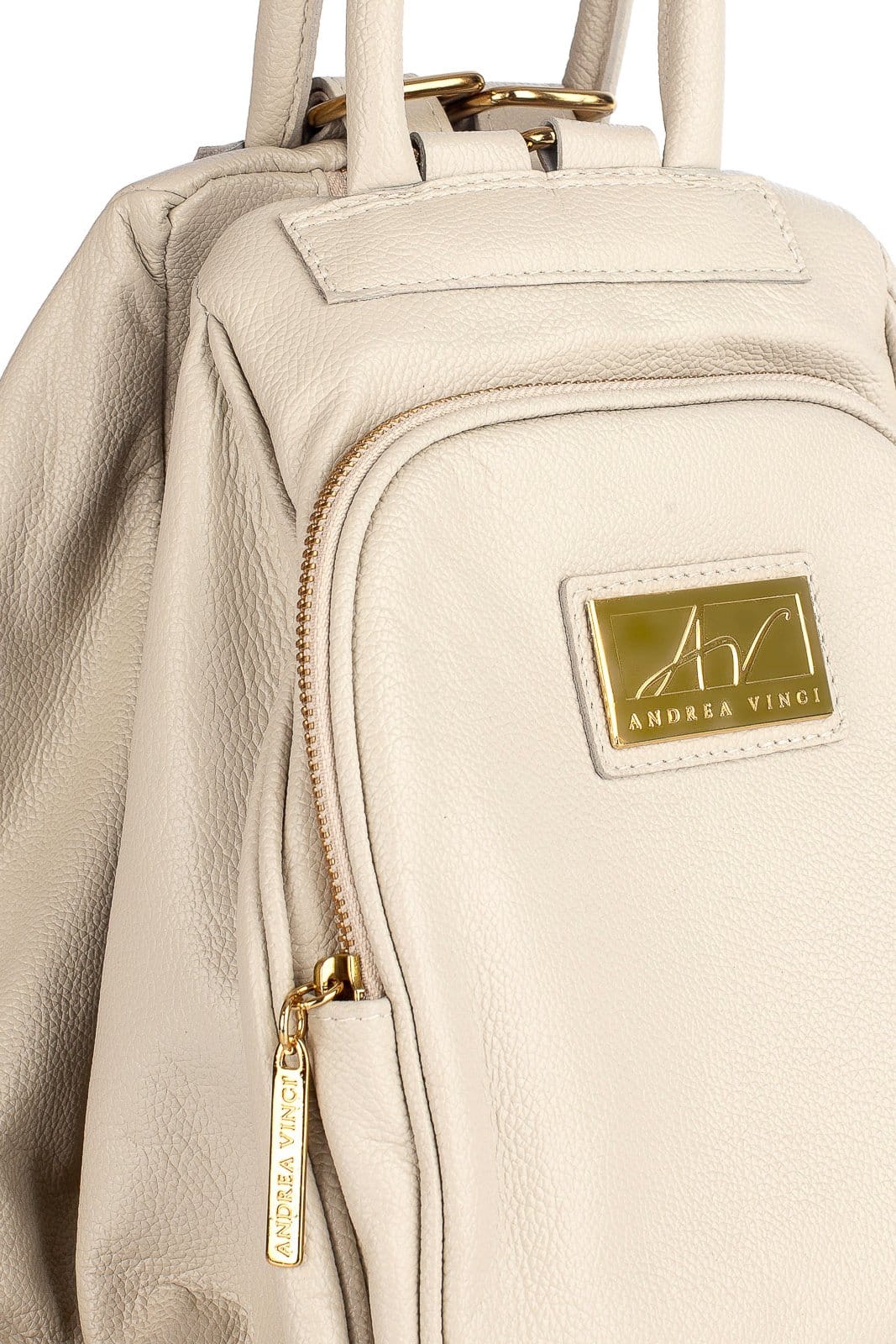 Vista 2 Mochila 3 em 1 de couro liso Sabrina - Marfim Andrea Vinci vermelho