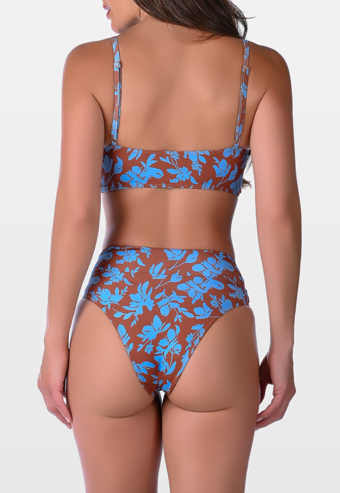 Vista 2 Biquíni Summer Soul Transpassado Bojo Removível Cintura Baixa Cós Duplo Folhagem Summer Soul estampado/marrom