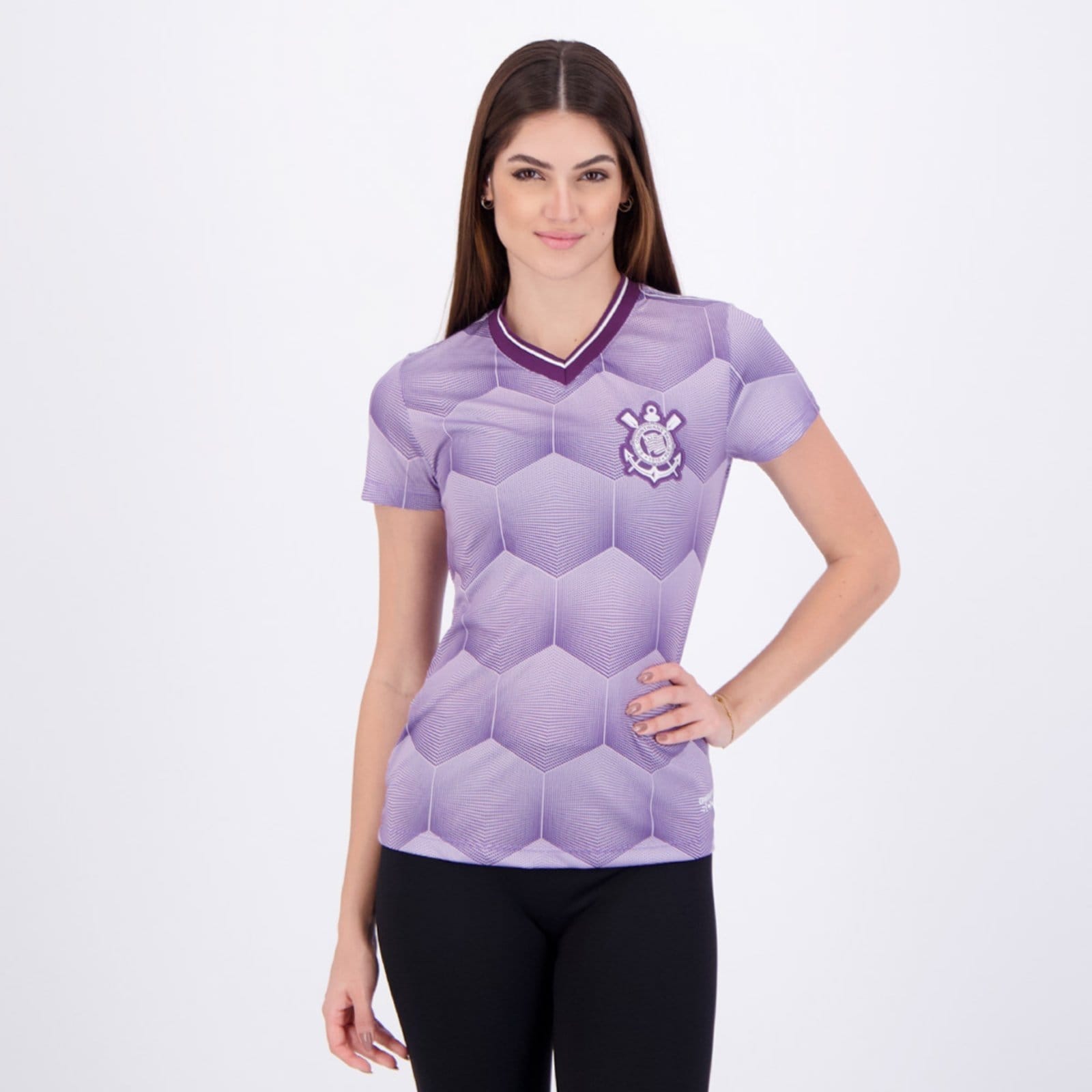 Camisa Corinthians Logo Dry Feminina Roxa