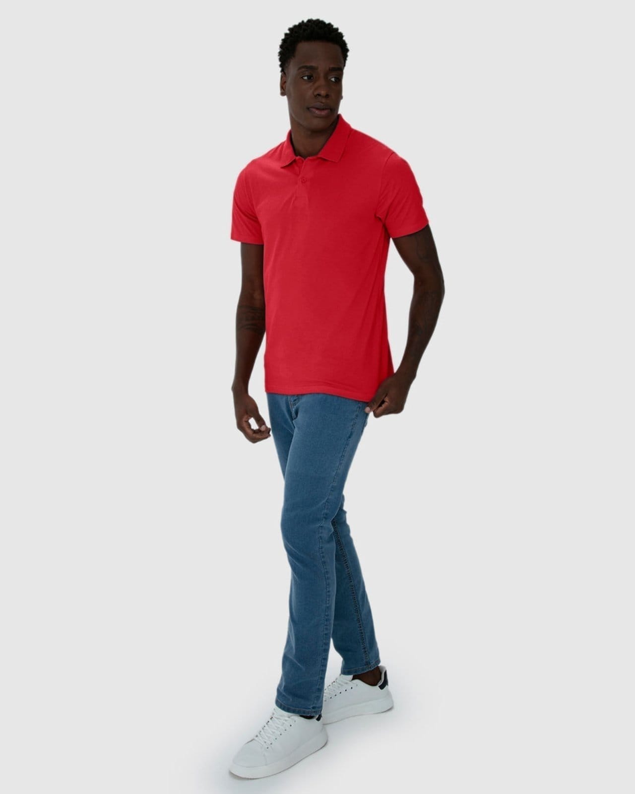 Vista 2 Camisa Básica Masculina Polo Gola Esporte Em Algodão Malwee vermelho
