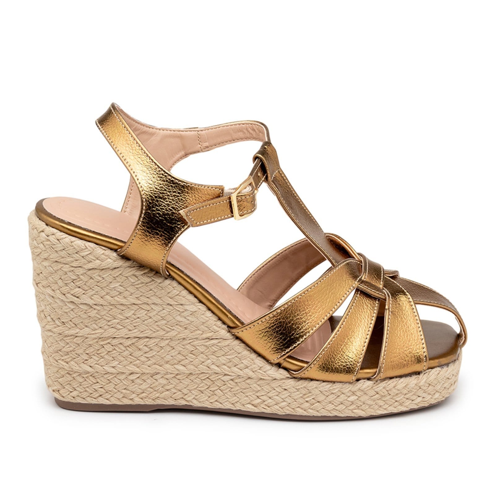 Vista 2 Sandalia Anabela Plataforma Corda 190100 Floater Flor da Pele bronze