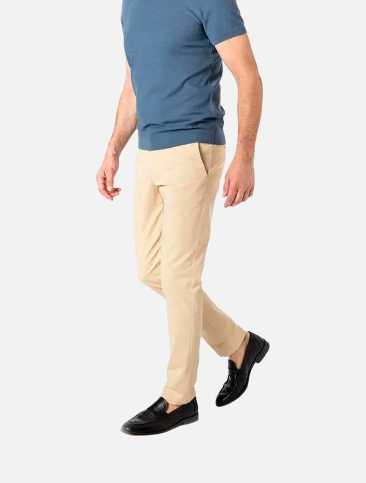 Vista 2 Calça Hugo Boss Masculina Slim Fit Sarja Kaito1 Palha Hugo Boss amarelo