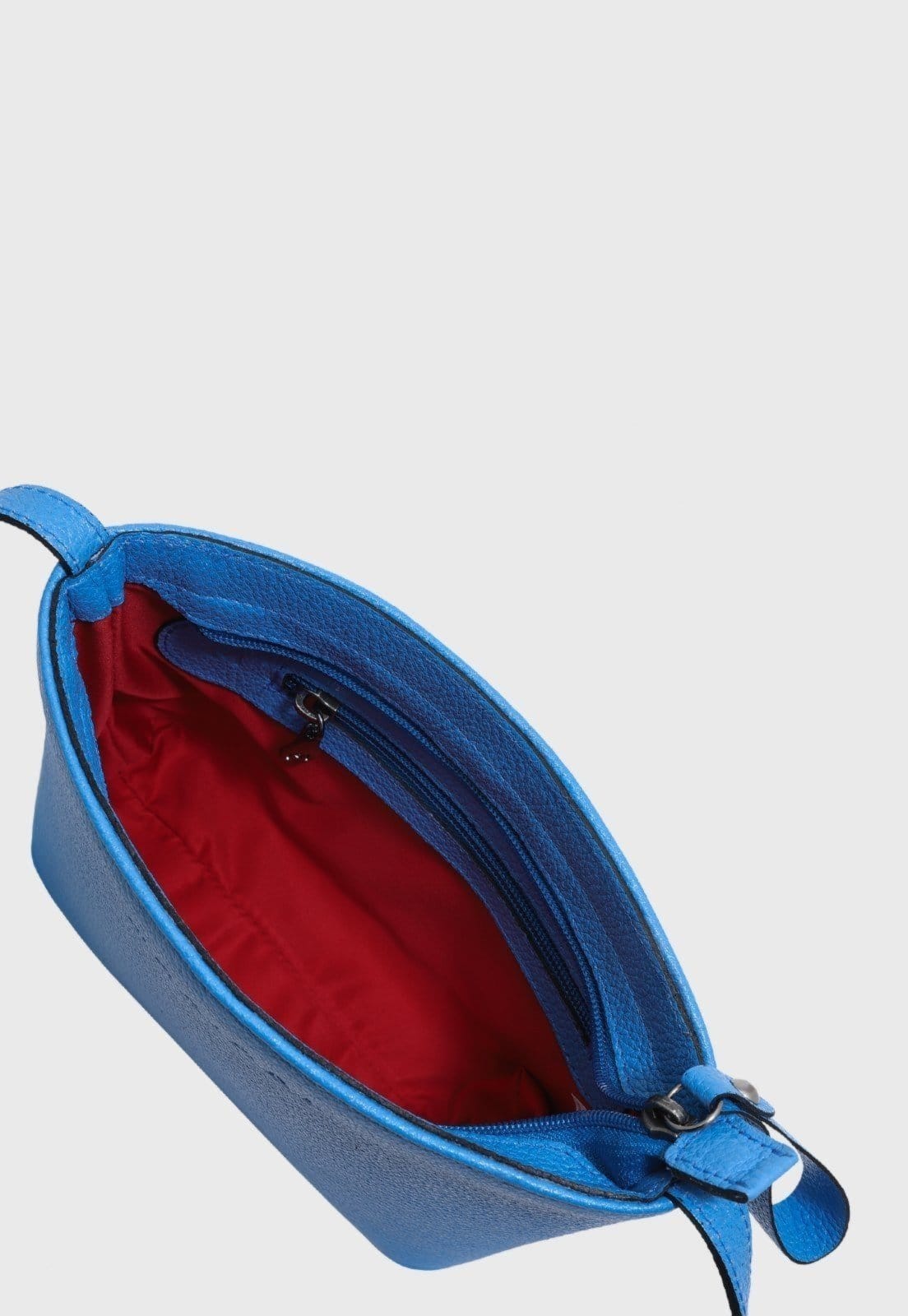 Vista 2 Bolsa de Couro Transversal Mariart Mini Cristal Caribe Mariart azul