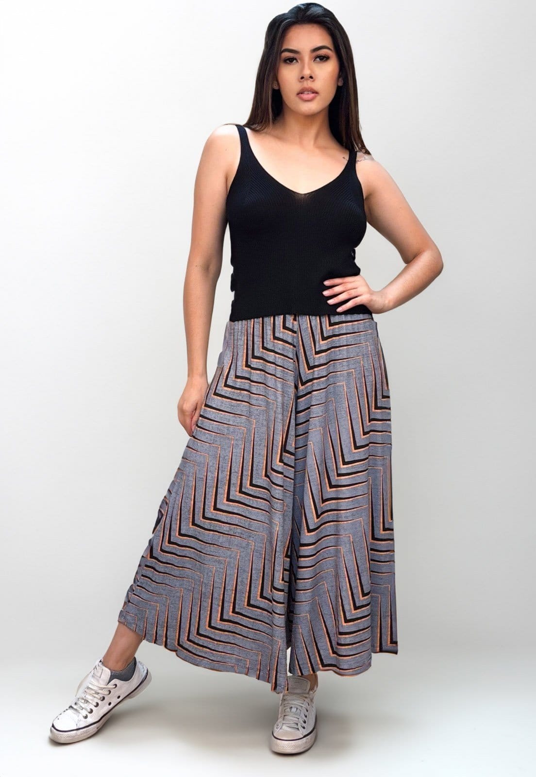 Calça Pantacourt Cabanafree Saia Malha Macaúba Estampa Murici